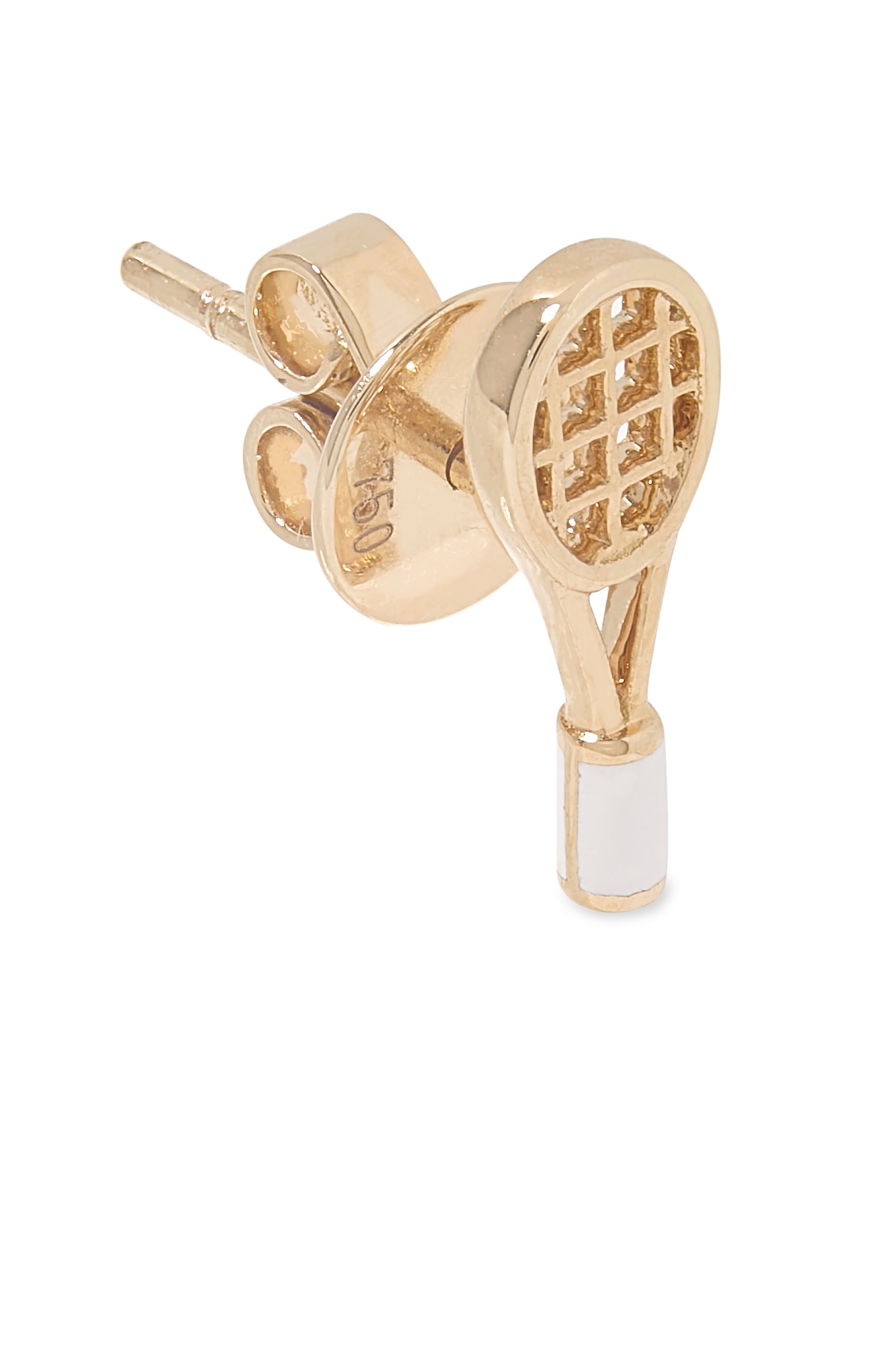 Tennis Racket Single Stud, 18K Yellow Gold