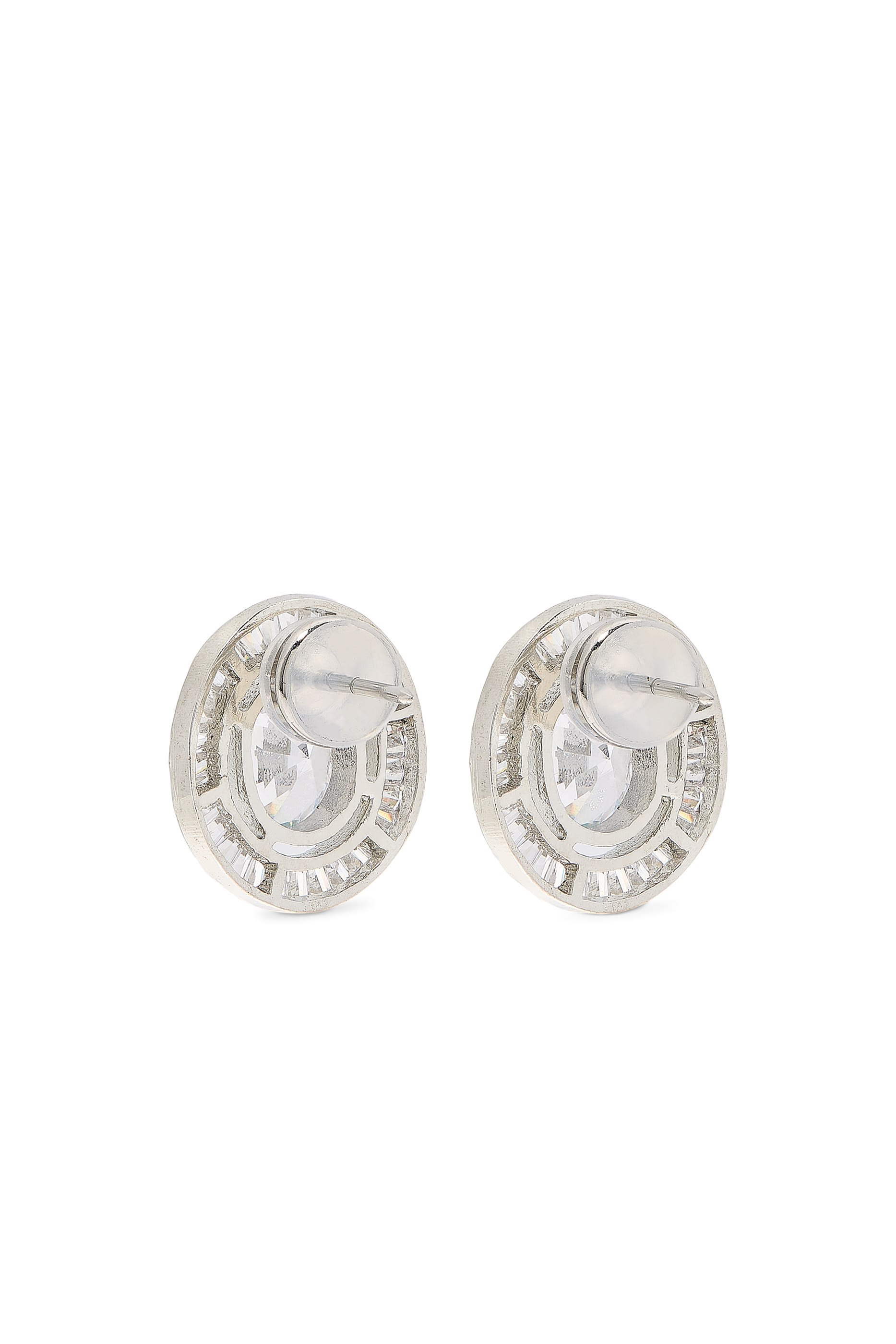 Oval Solitaire Studs, Sterling Silver
