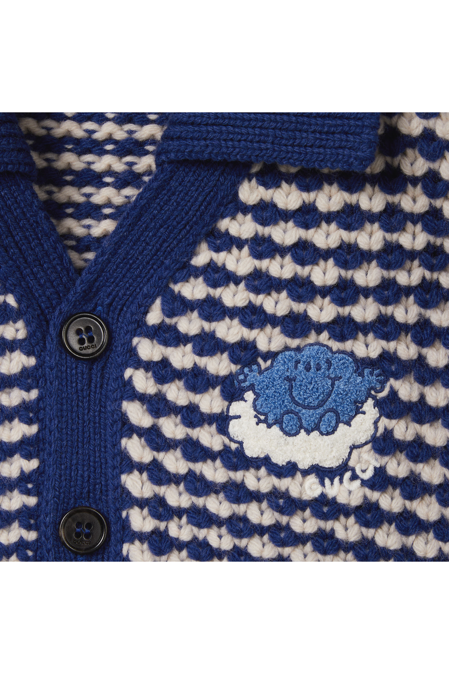 Kids Characters Embroidery Stripe Cardigan