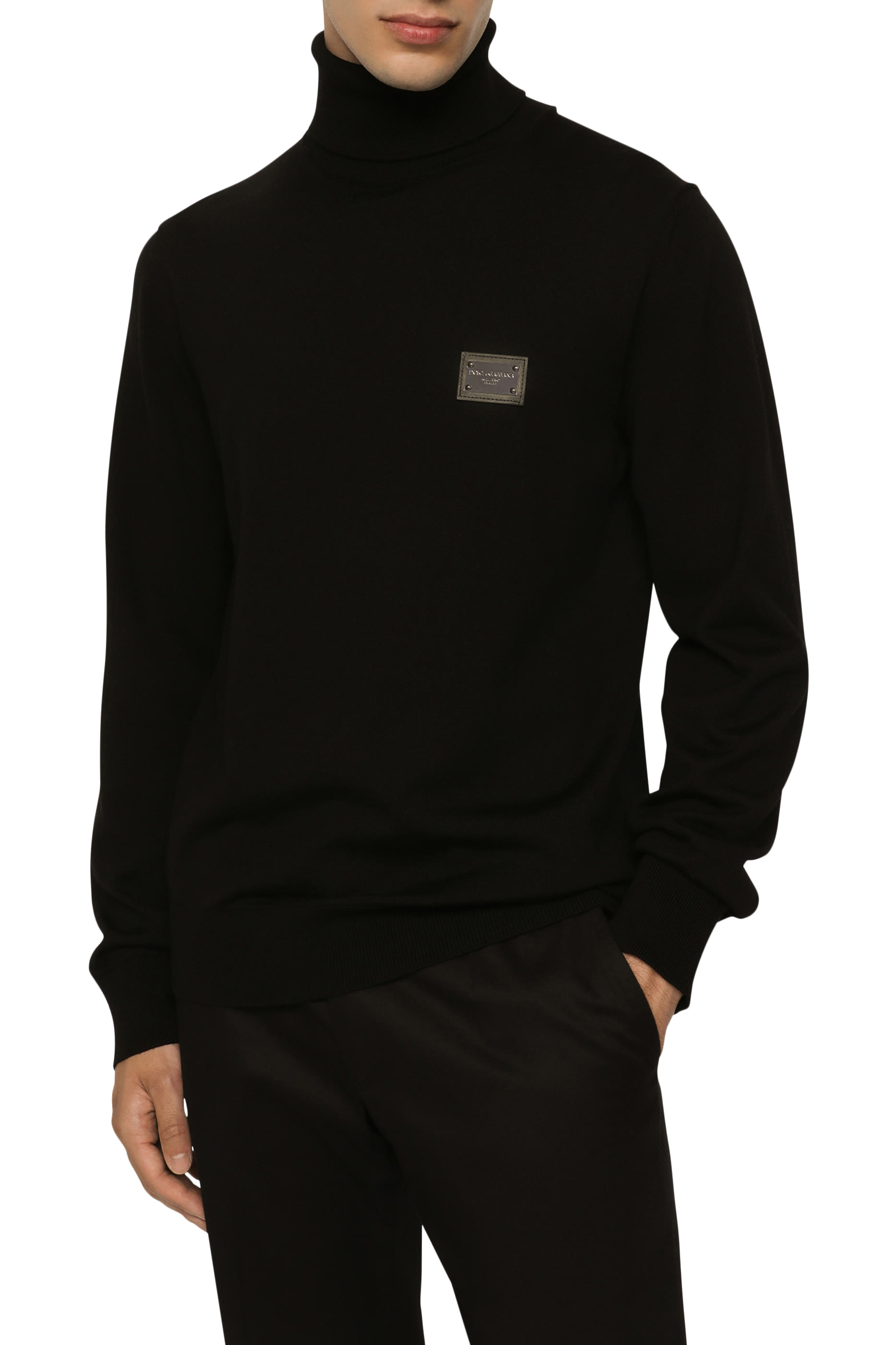 Logo Tag Wool Turtle-Neck Sweater