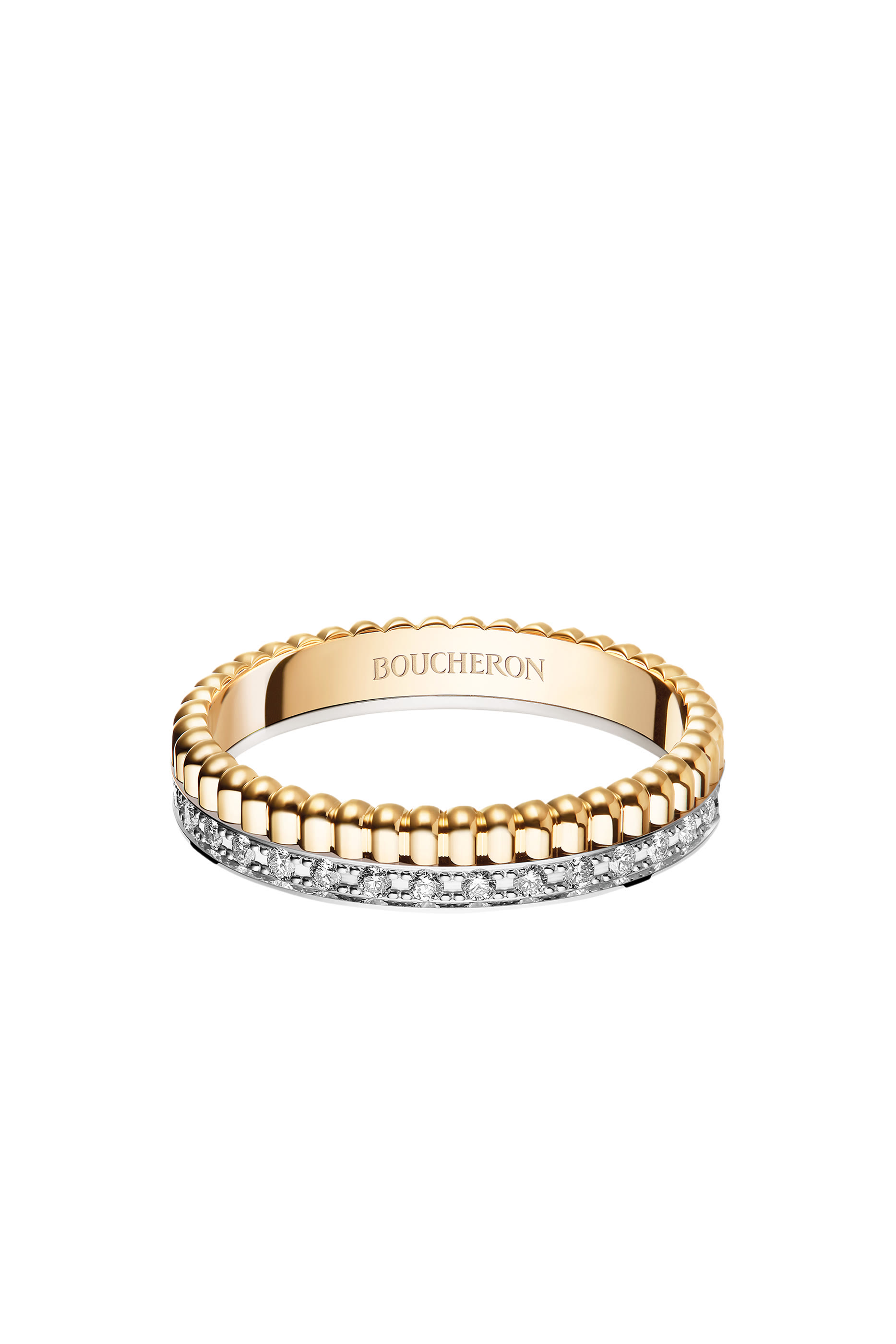 Quatre Radiant Edition Wedding Band,  18k Mixed Gold & Diamonds