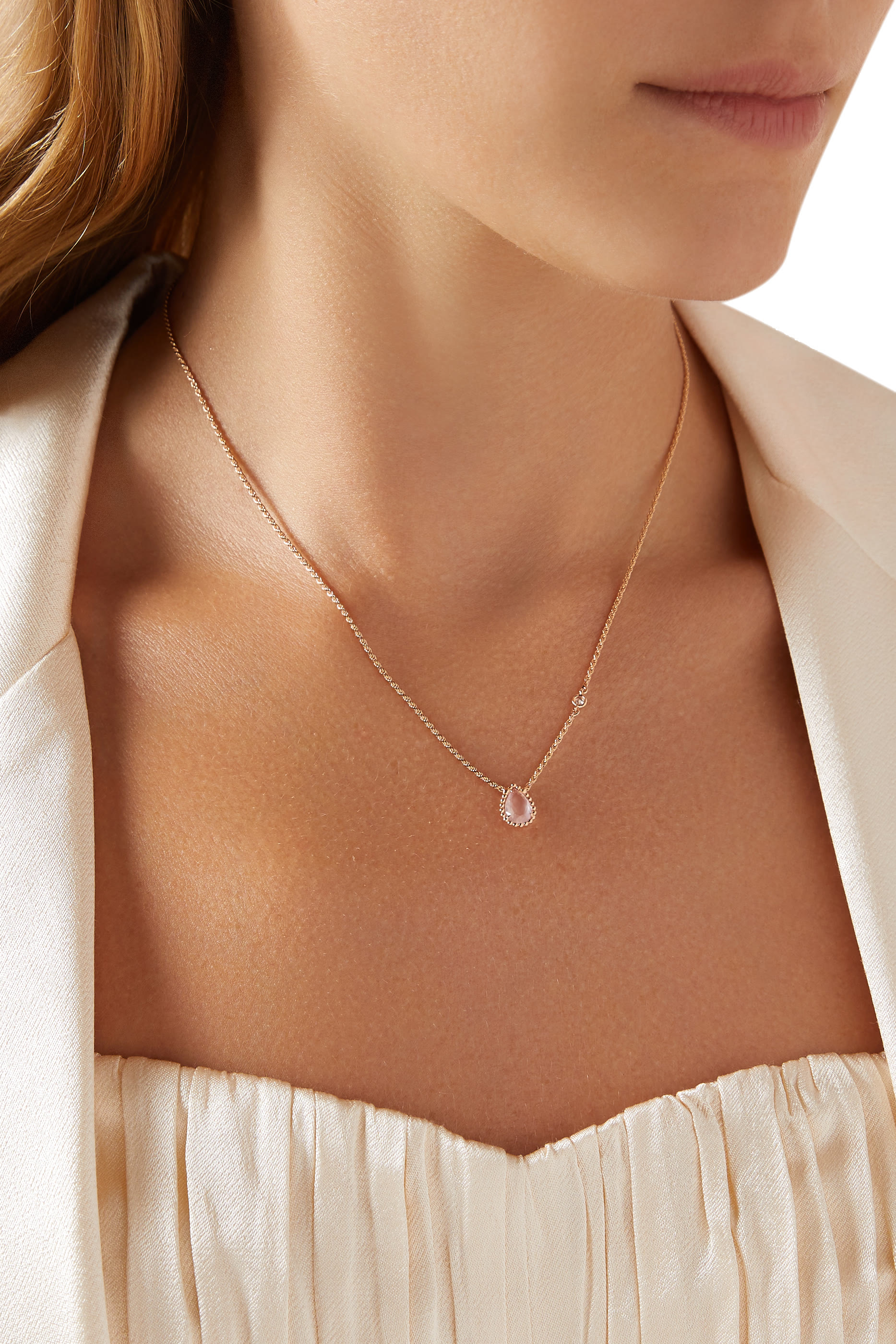 Serpent Boheme Pendant Necklace, 18k Rose Gold, Quartz & Diamond