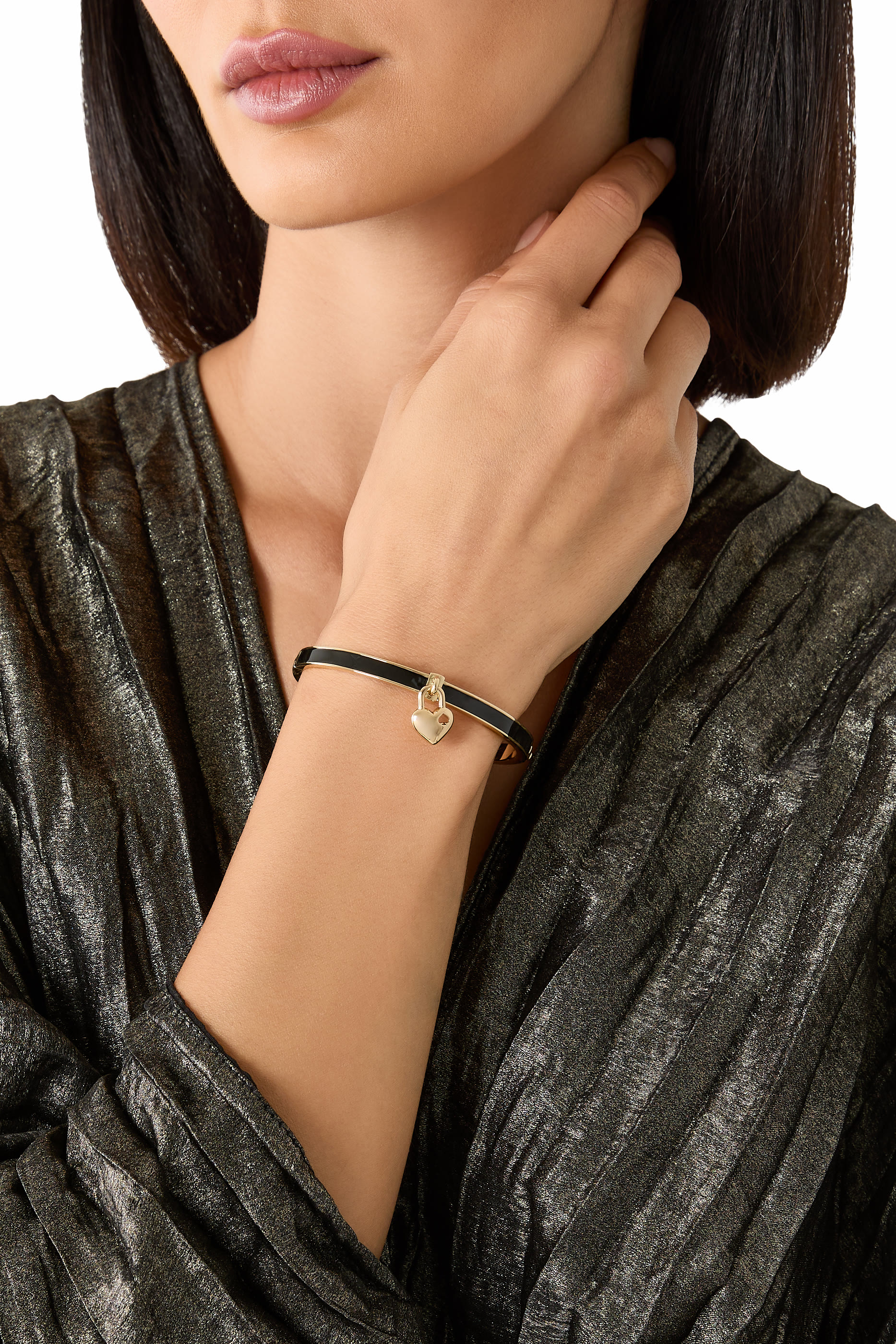 Heart Spade Thin Bangle, Stainless Steel & Enamel