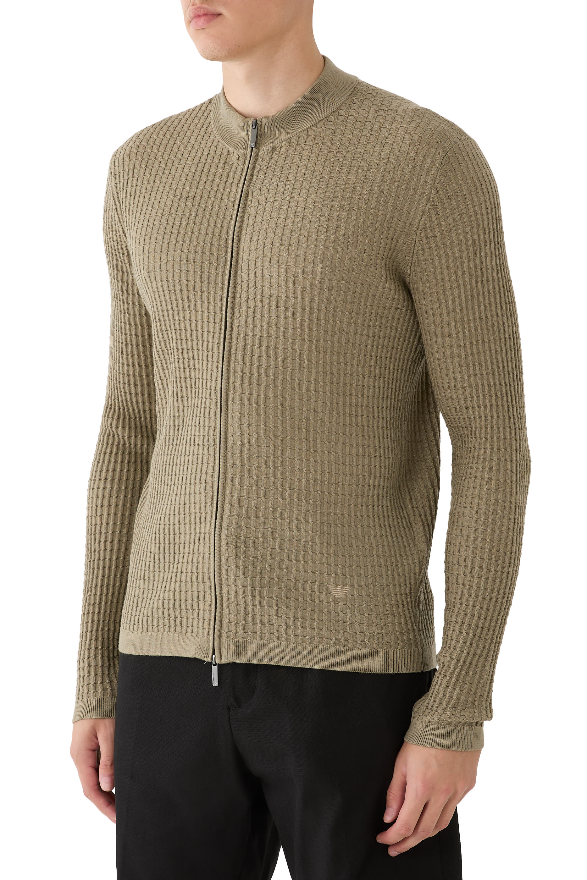 Virgin Wool Cardigan with a Regular Fit and Fancy Stitch 