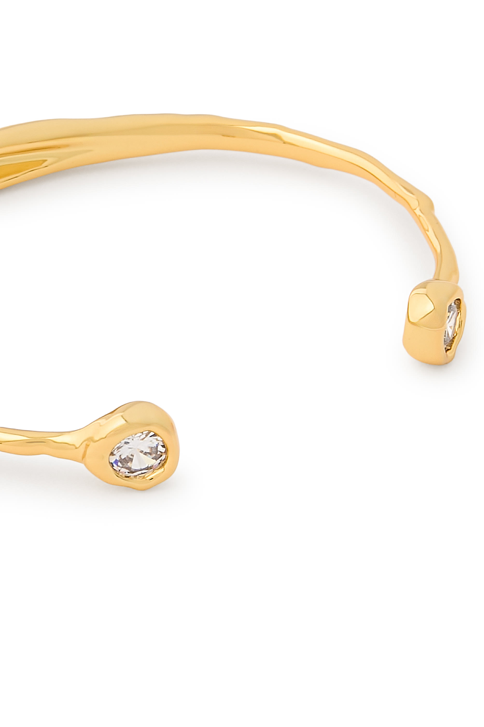 Asterales Crystal Skinny Capped Cuff Bracelet, 14K Gold-Plated Brass & CZ
