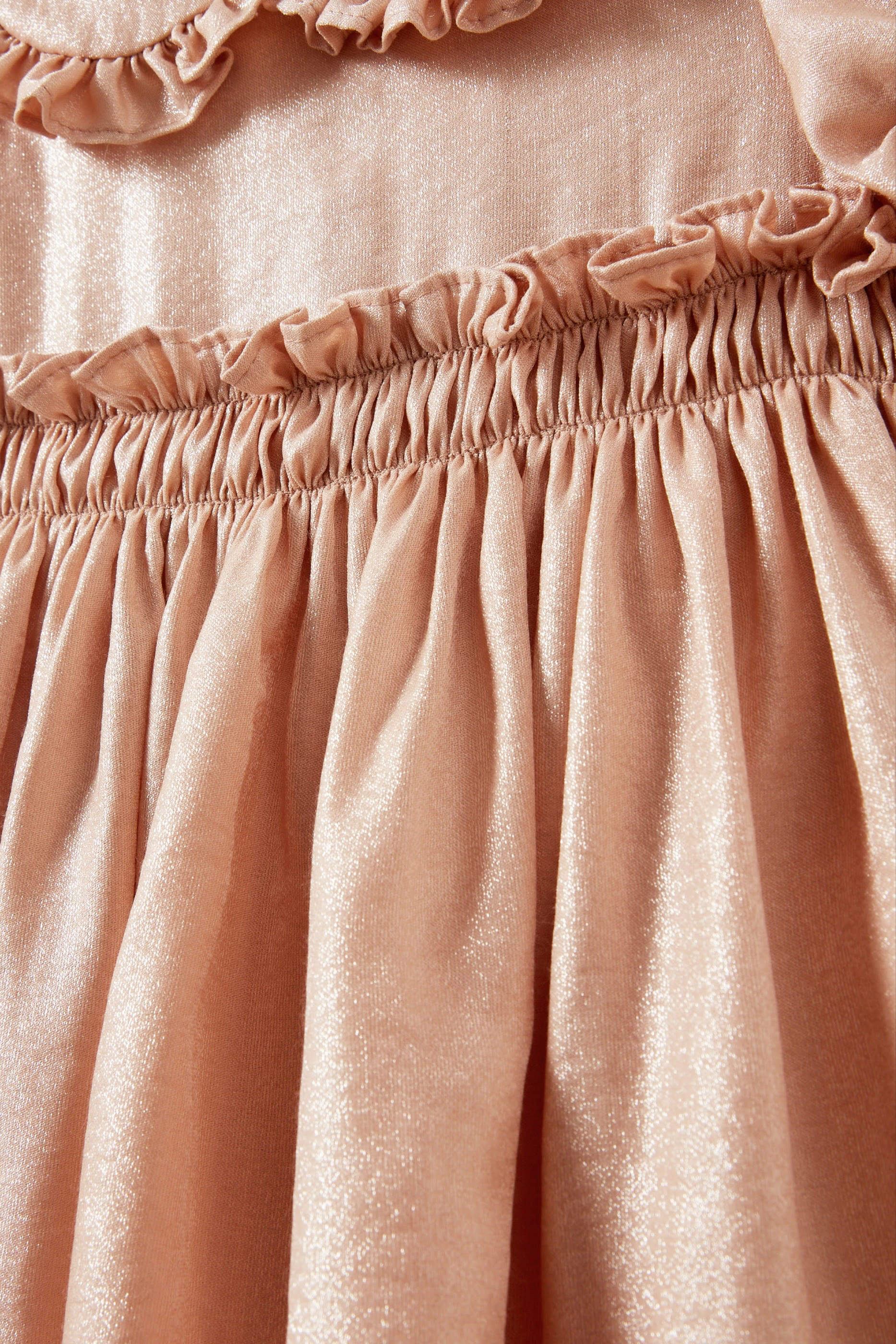 Kids Shimmering Ruffled Peter Pan Collar Dress
