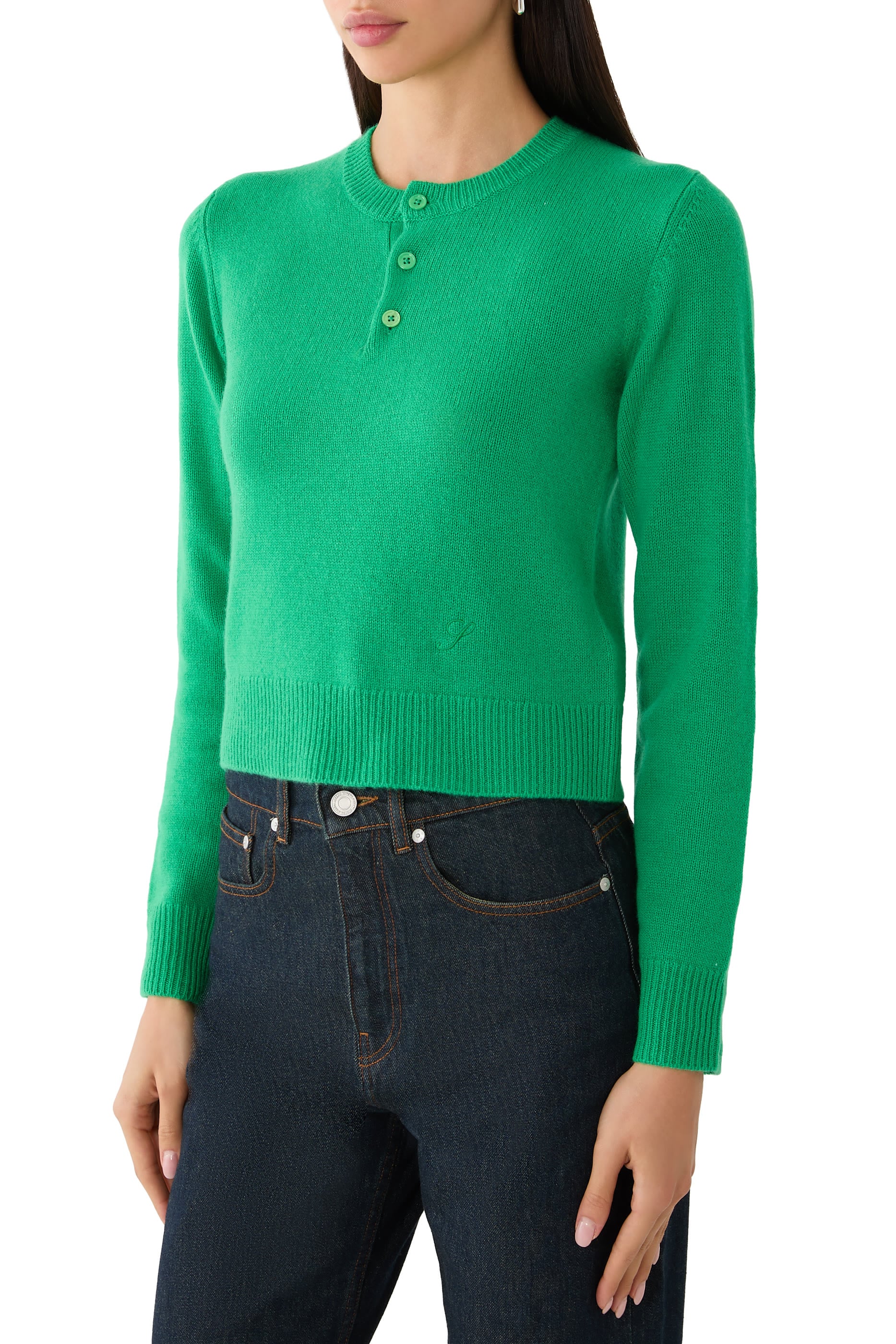  Logo Cashmere Henley Knit