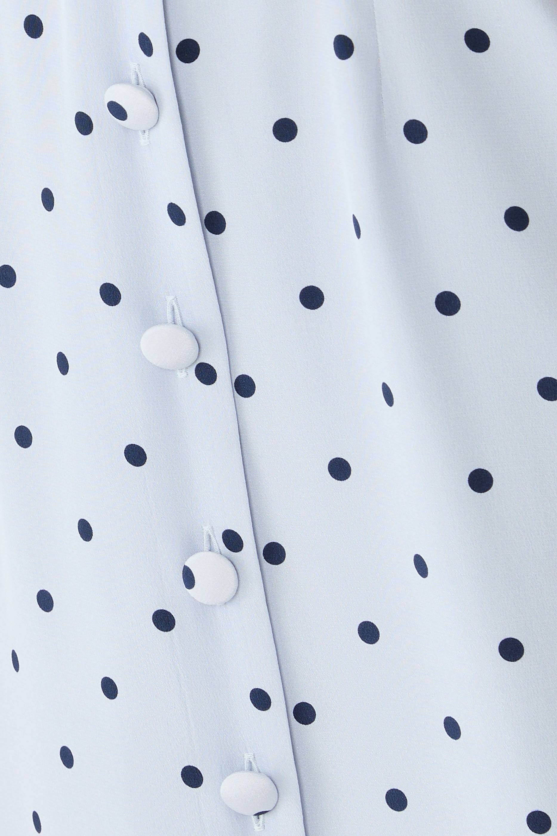 Polka-Dot Silk Midi Dress with V-Neckline