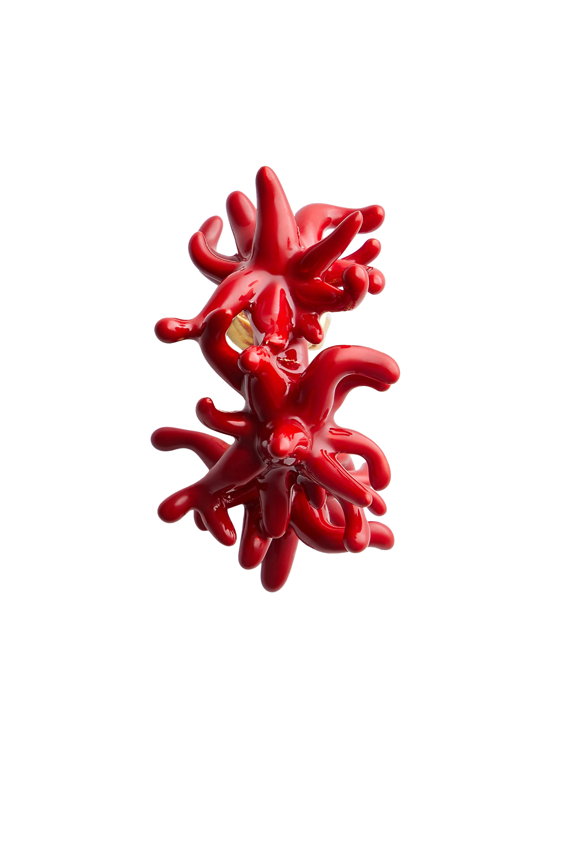 Sea Coral Hoop Earrings, Sterling Silver & Enamel