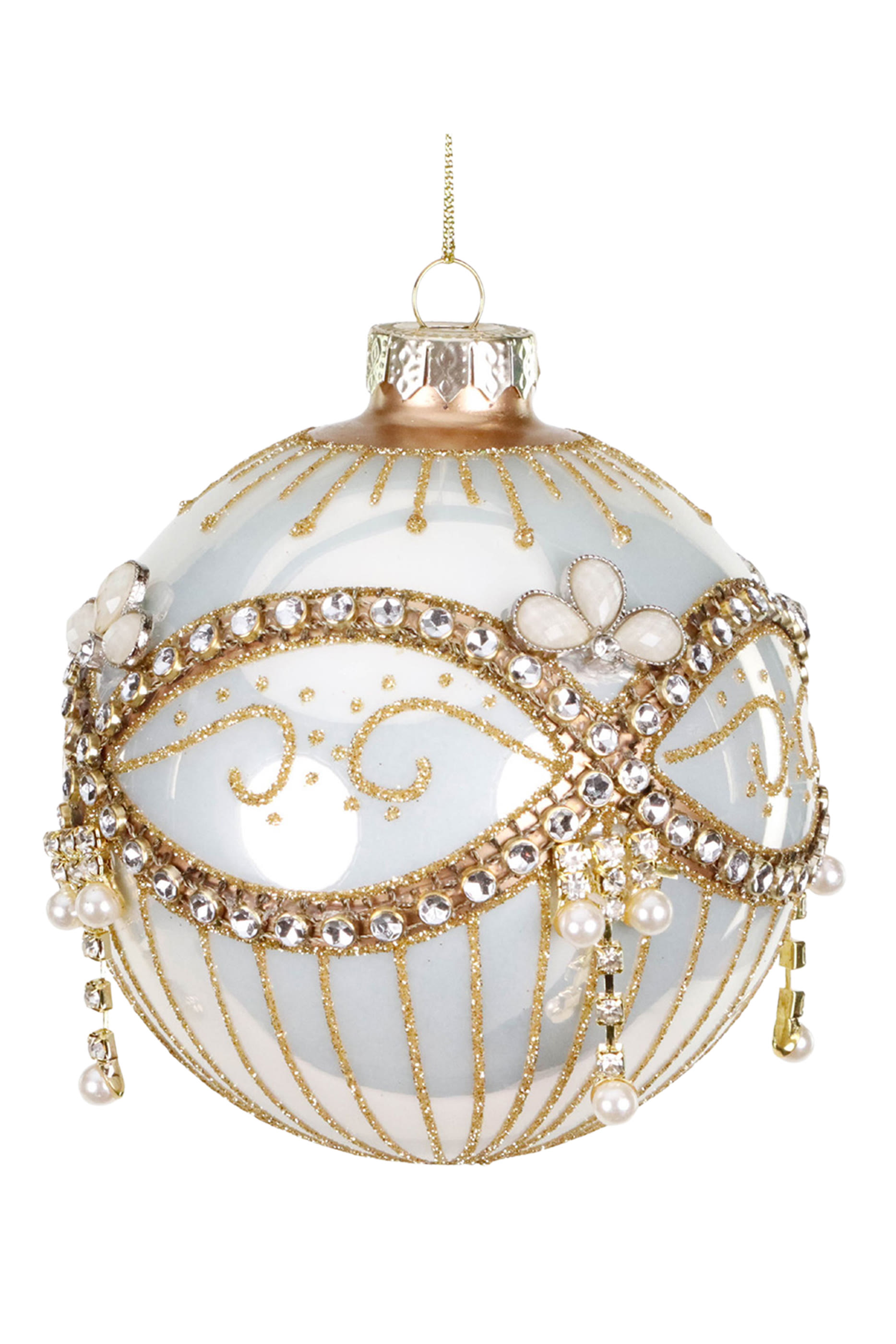 Jewel/Pearl Dangle Ball Ornament