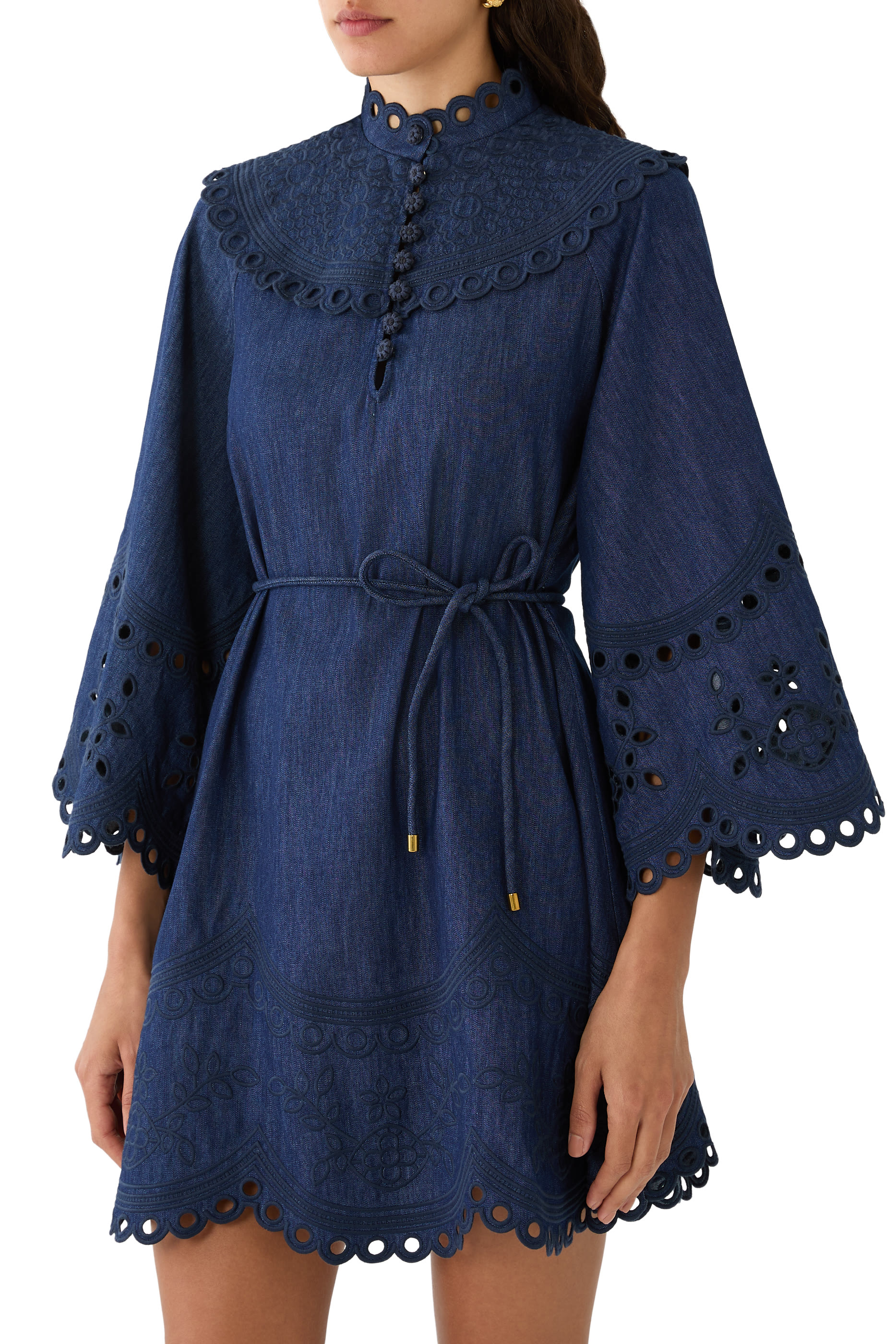  Mahon Broderie Denim Mini Dress