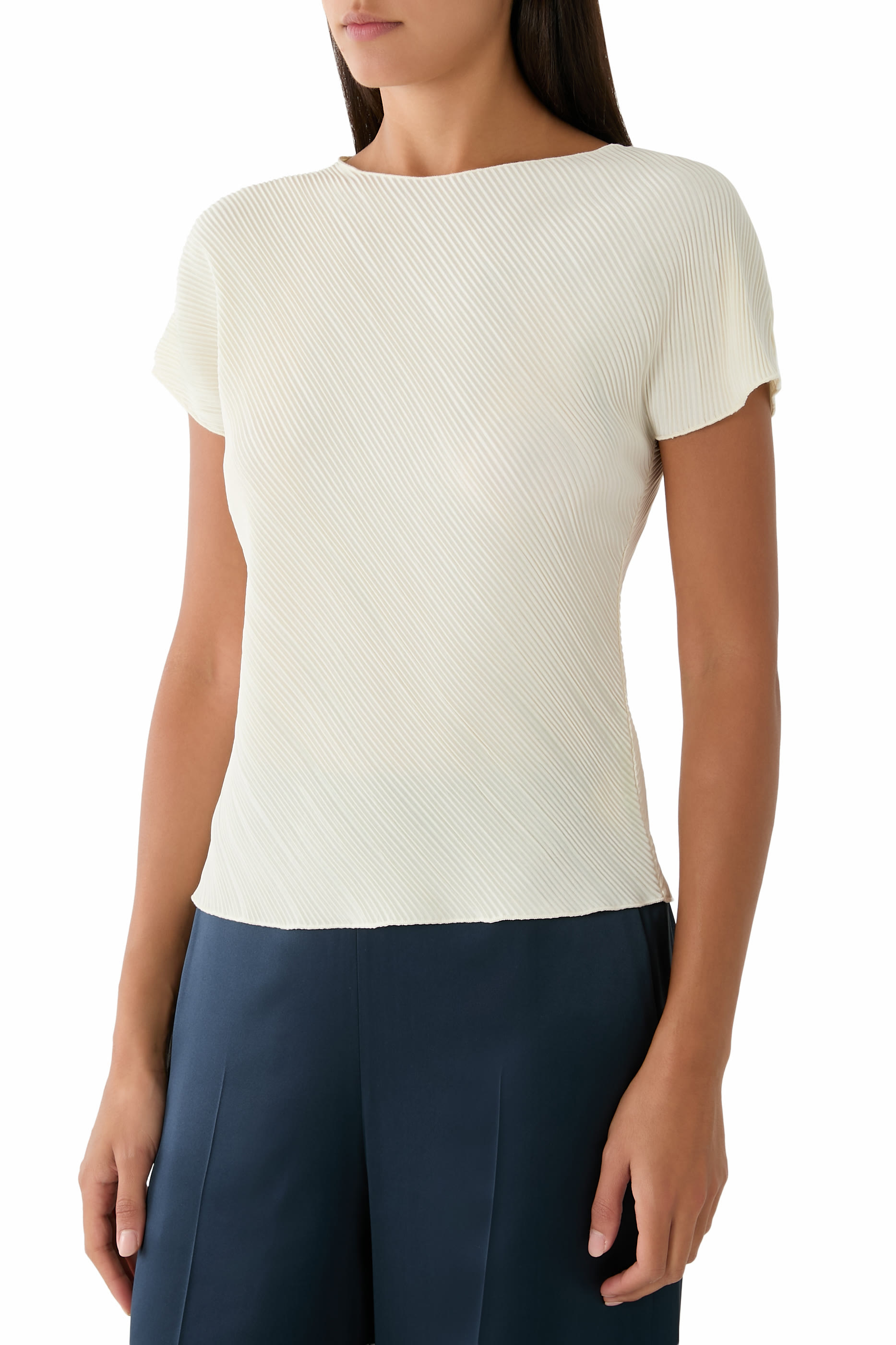  Diagonal Pleated Top