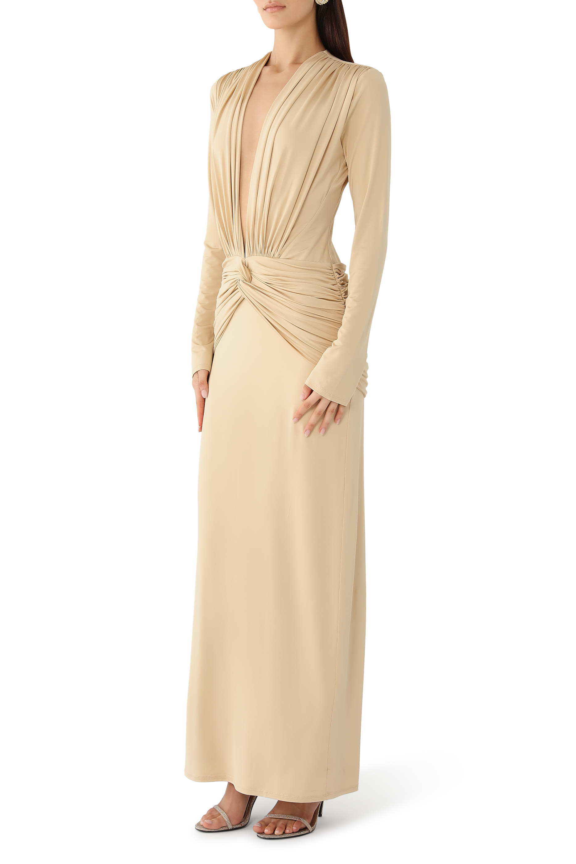 Miro Slinky Jersey Plunged Maxi Dress