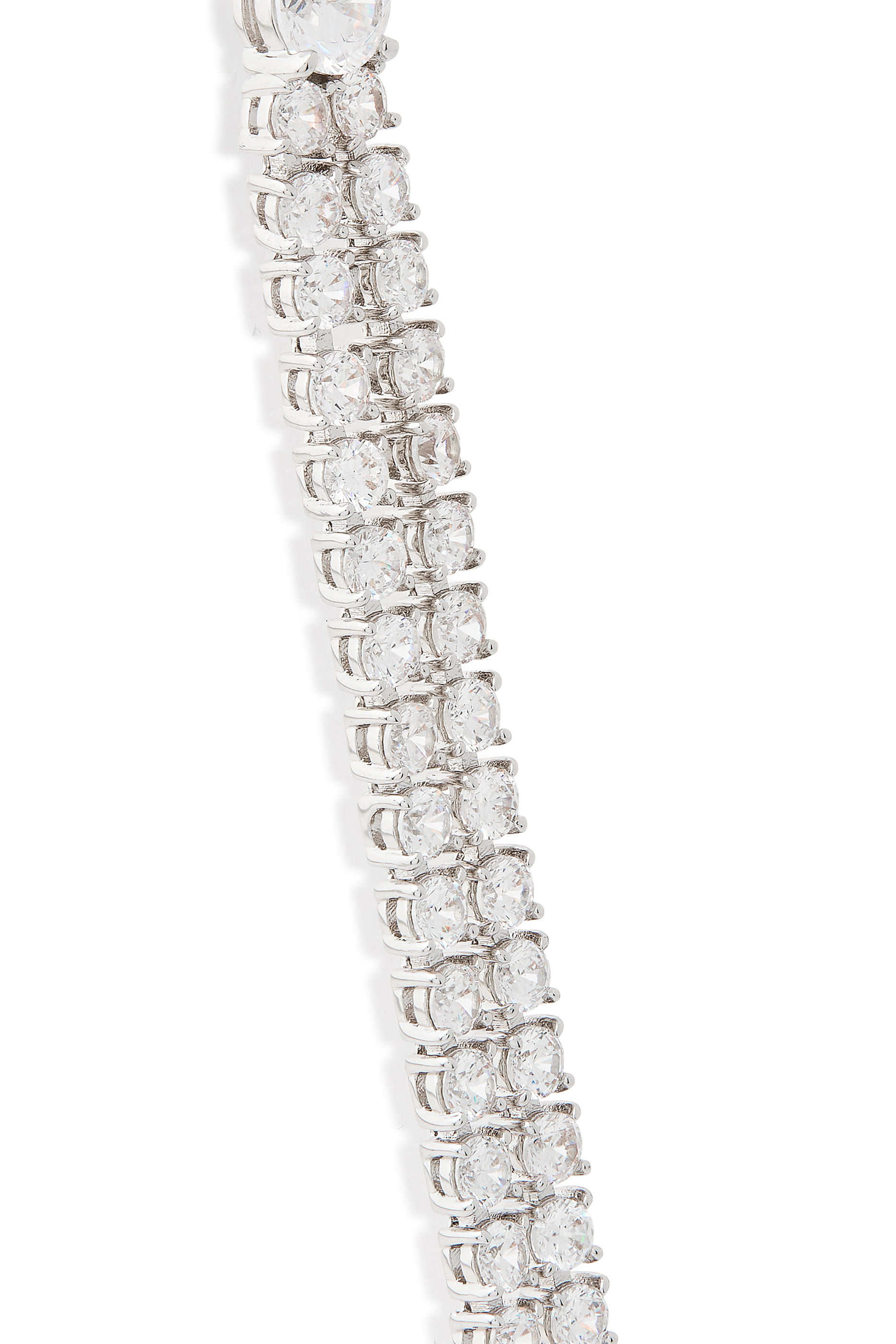 Solitaire Tennis Drop Earrings,  Sterling Silver & Cubic Zirconia