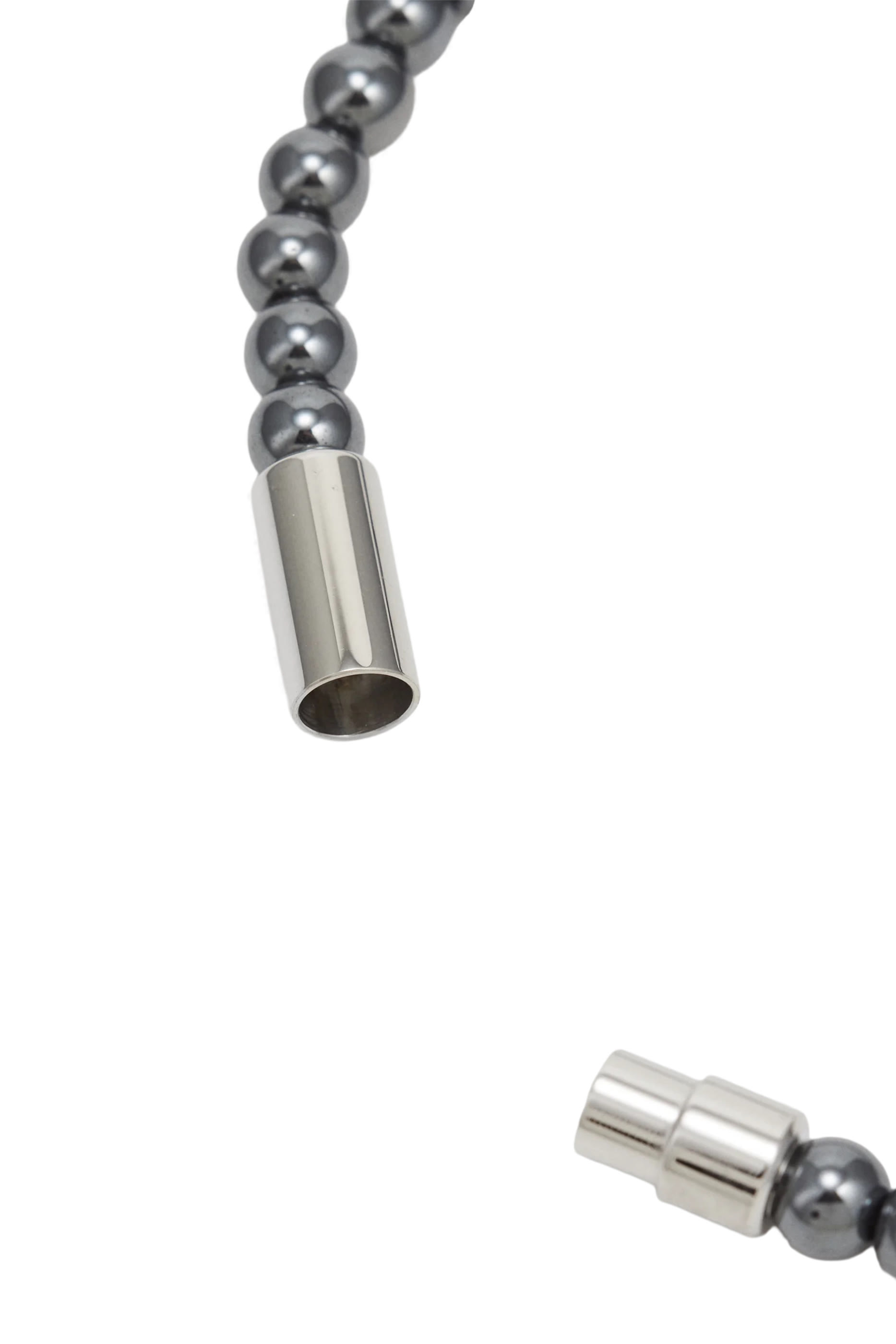 Hematite-Bead Cuff with Logo Closure 