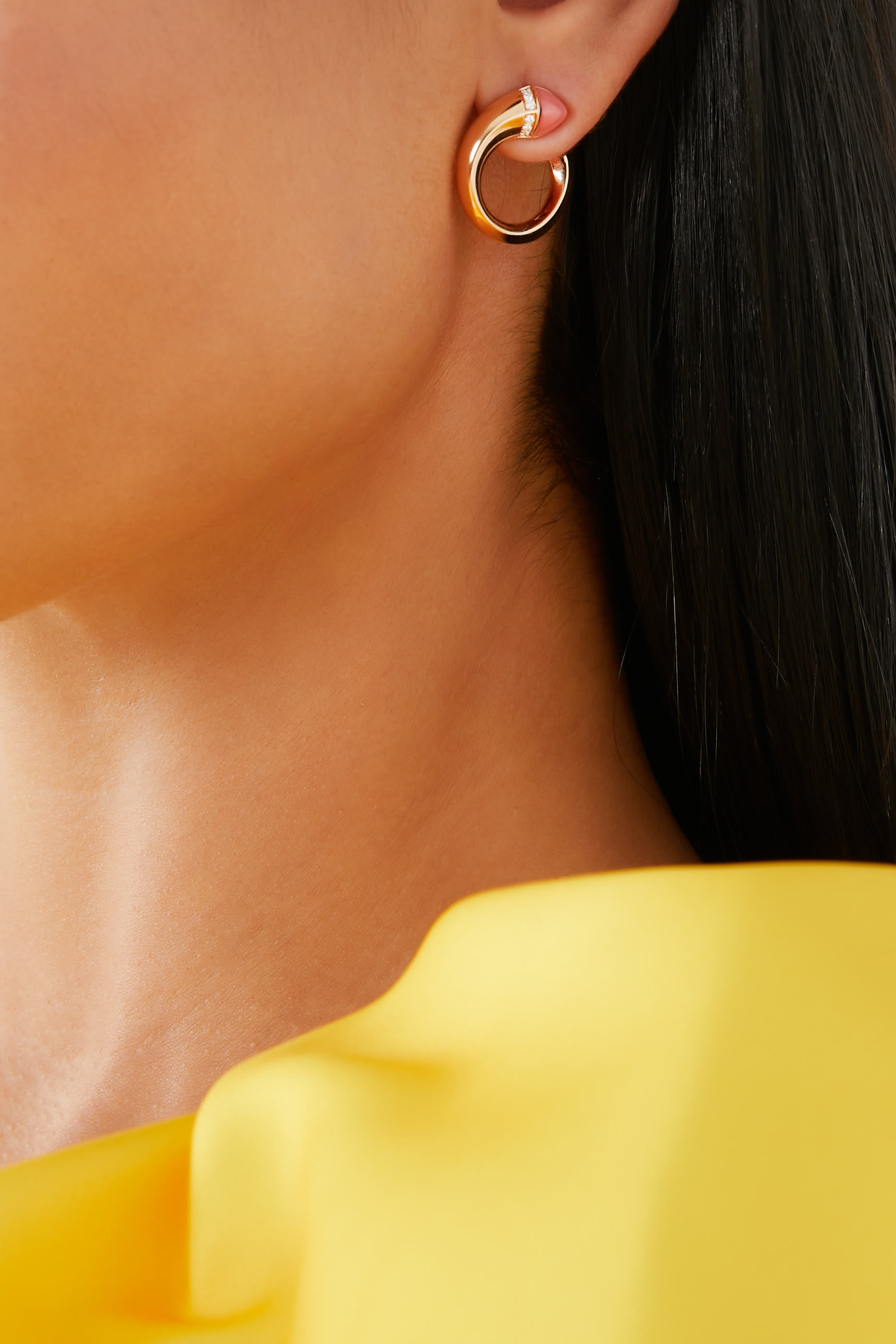 Cleo Venus Midi Earrings, 18k Rose Gold, Pink Coral & Diamond