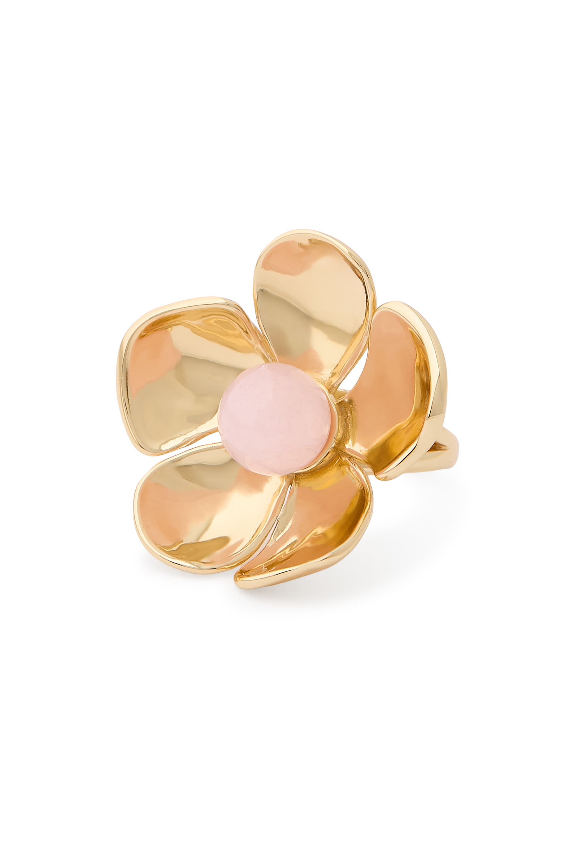Gilded Garden Statement Ring, Brass & Cubic Zirconia & Glass Stone