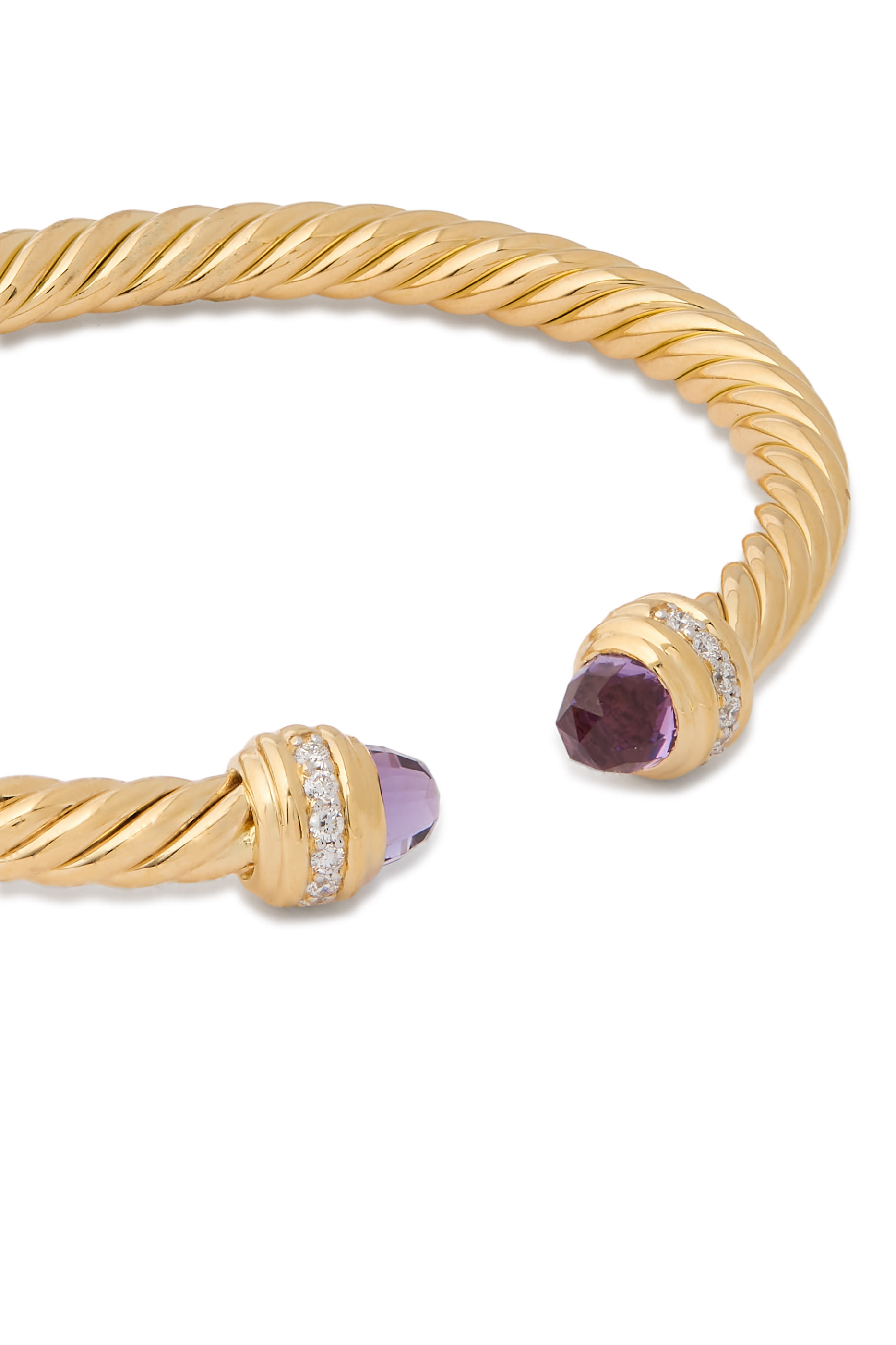 Classic Cablespira® Bracelet, 18K Yellow Gold, Amethyst & Diamonds