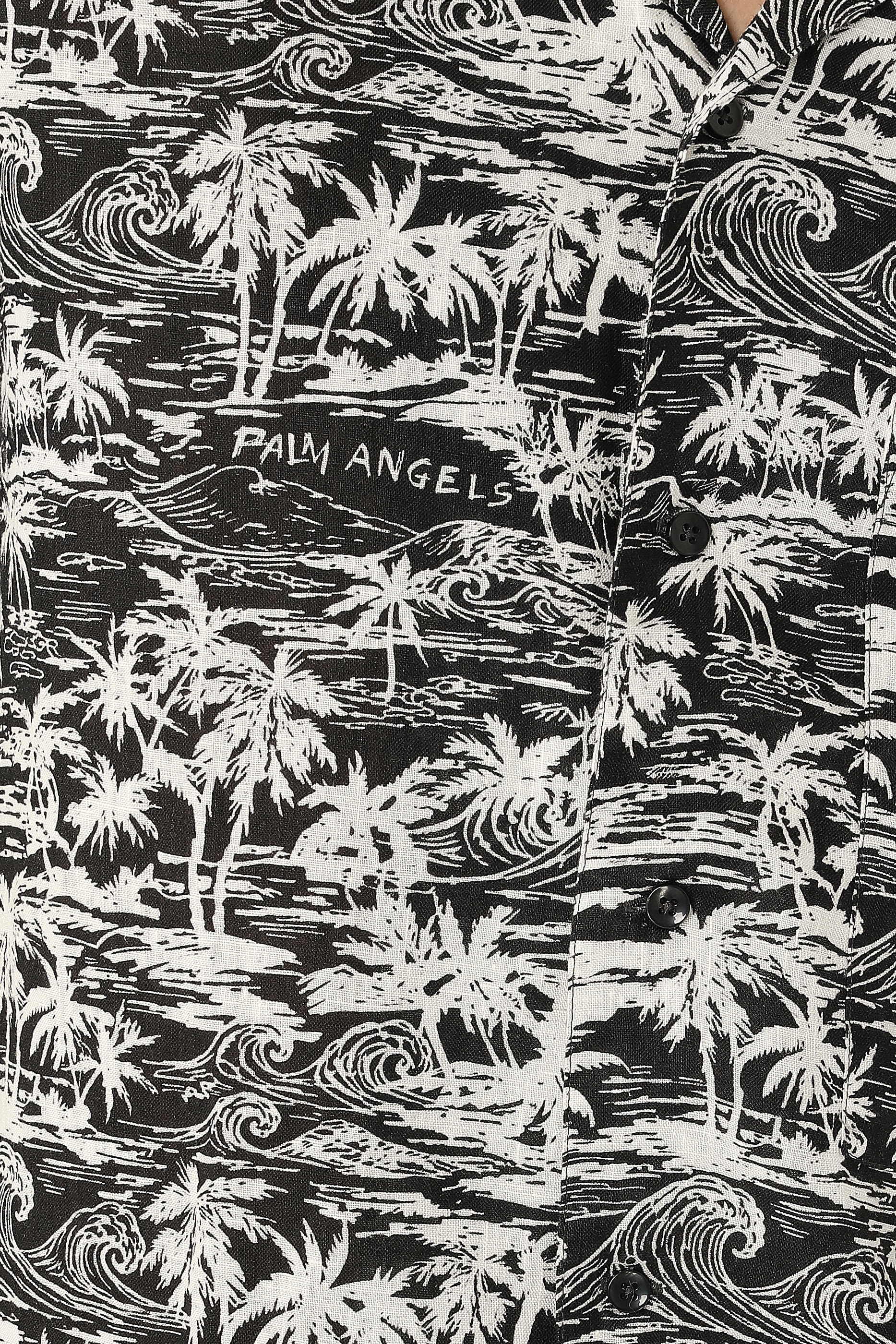Palm Waves Linen Bowling Shirt 
