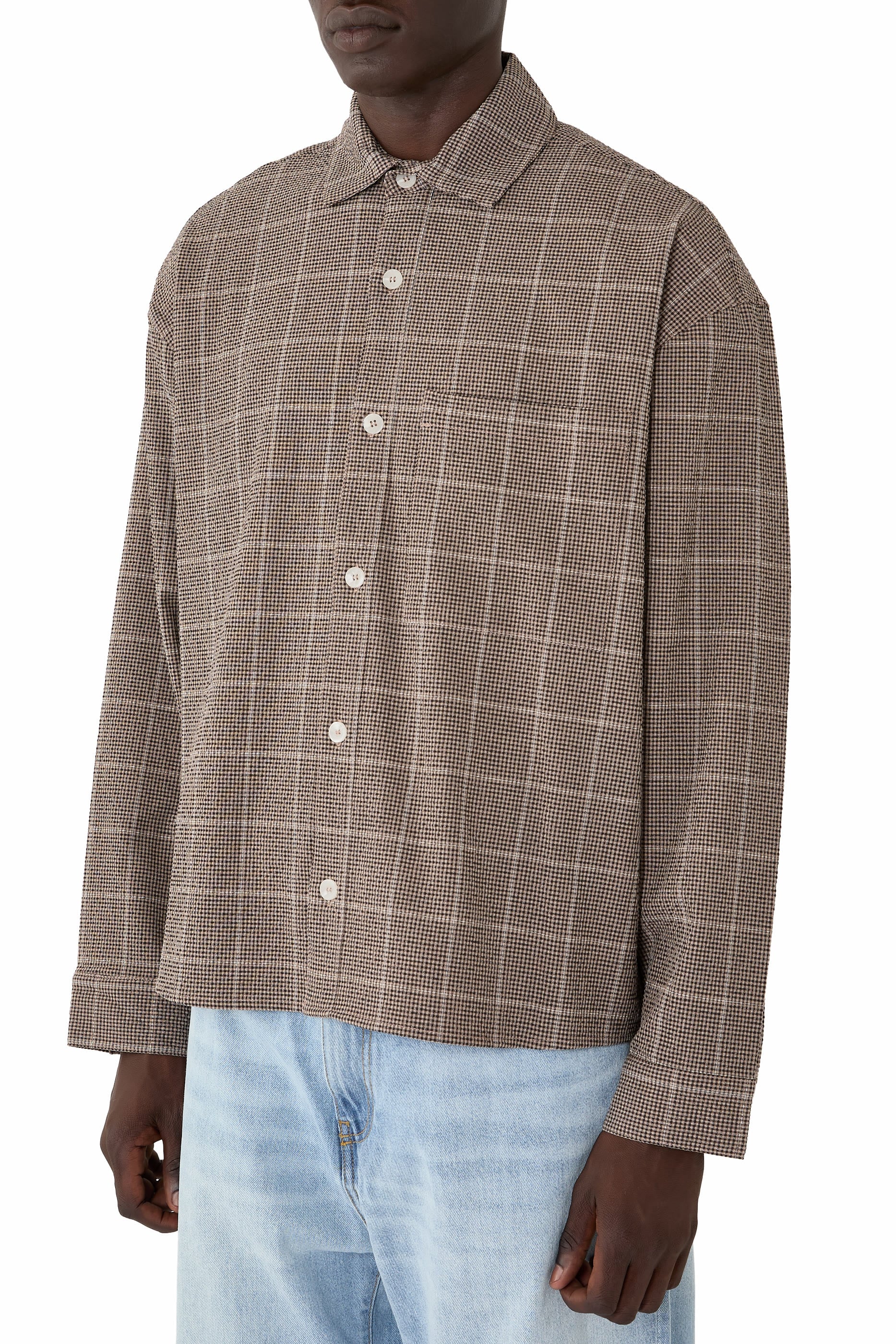 Mki Seersucker Check Box Dress Shirt