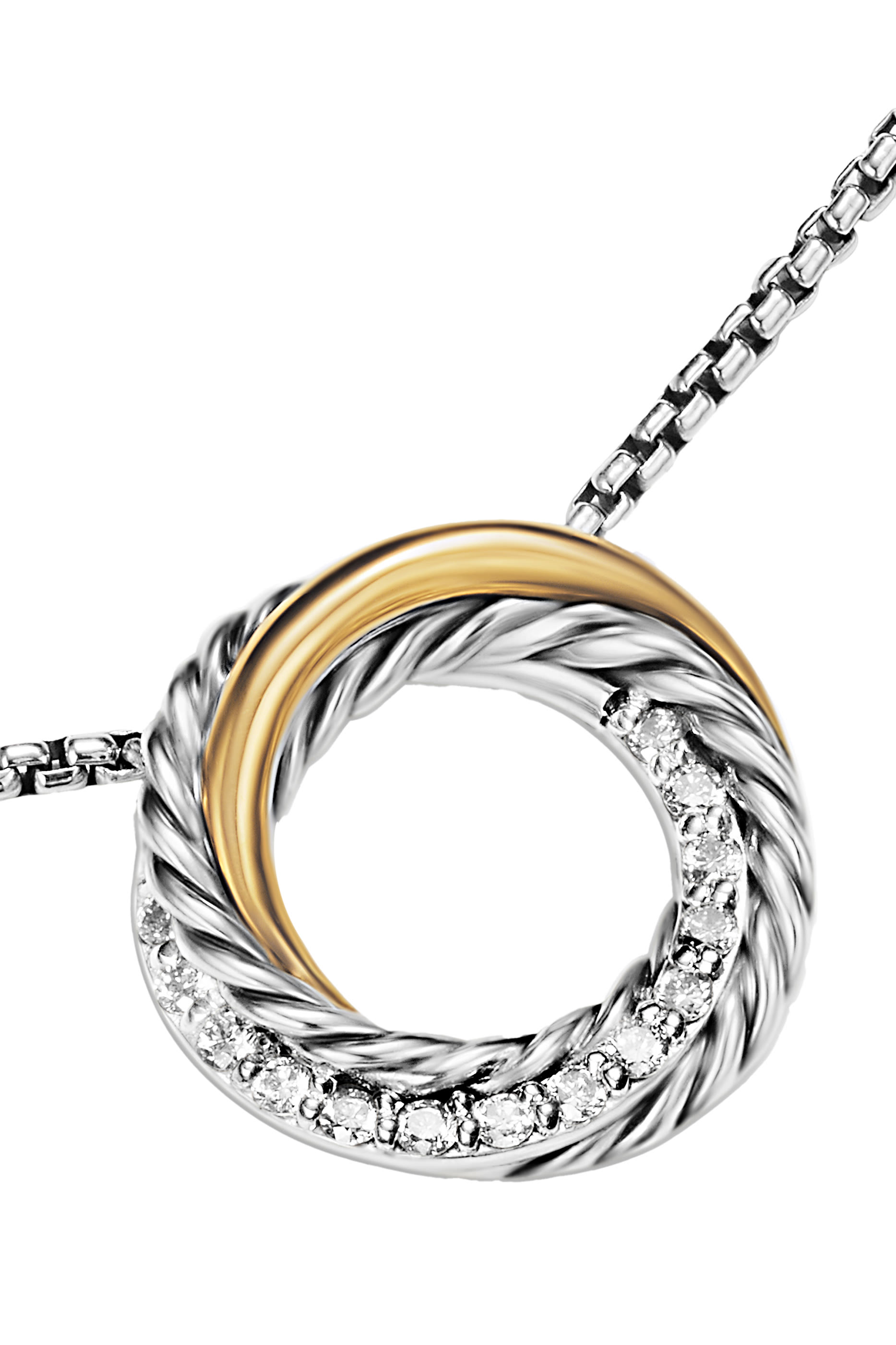 Crossover Mini Pendant Necklace, Sterling Silver & 18k Yellow Gold