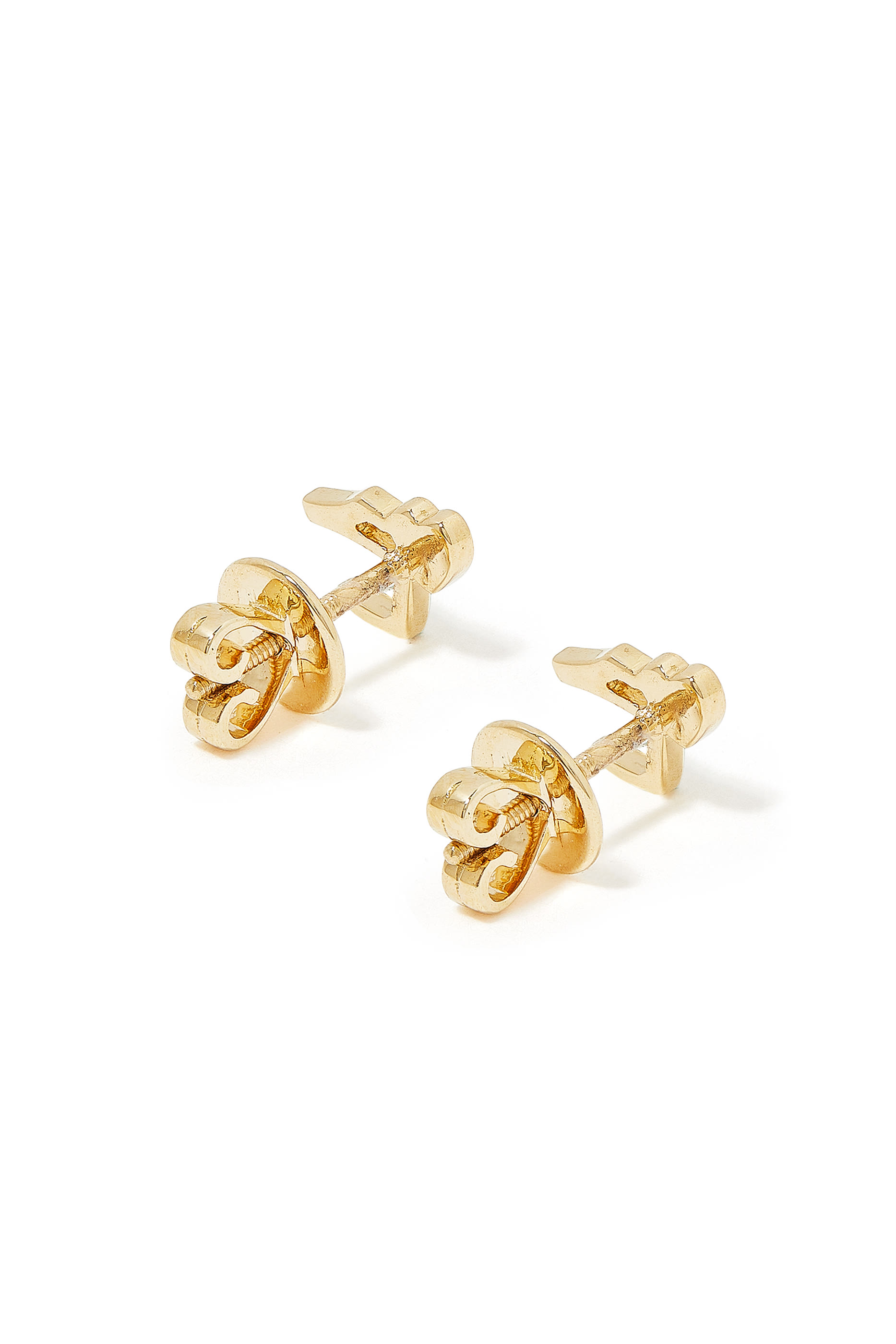 Kids Tiny Bling Heart Earrings, 18K Yellow Gold & Enamel