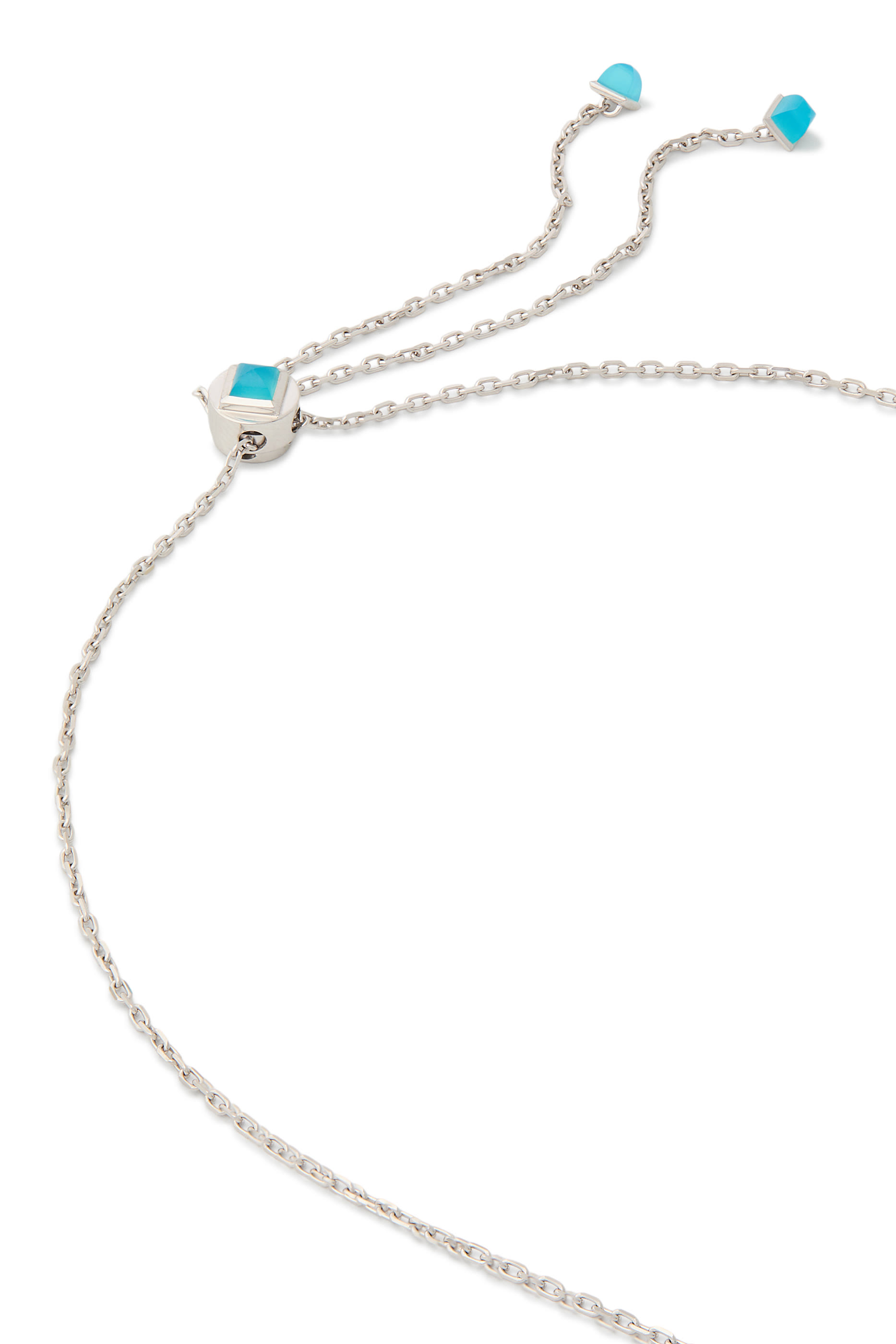Cleo Rev Long Chain Drop Pendant Necklace, 18k White Gold & Diamonds
