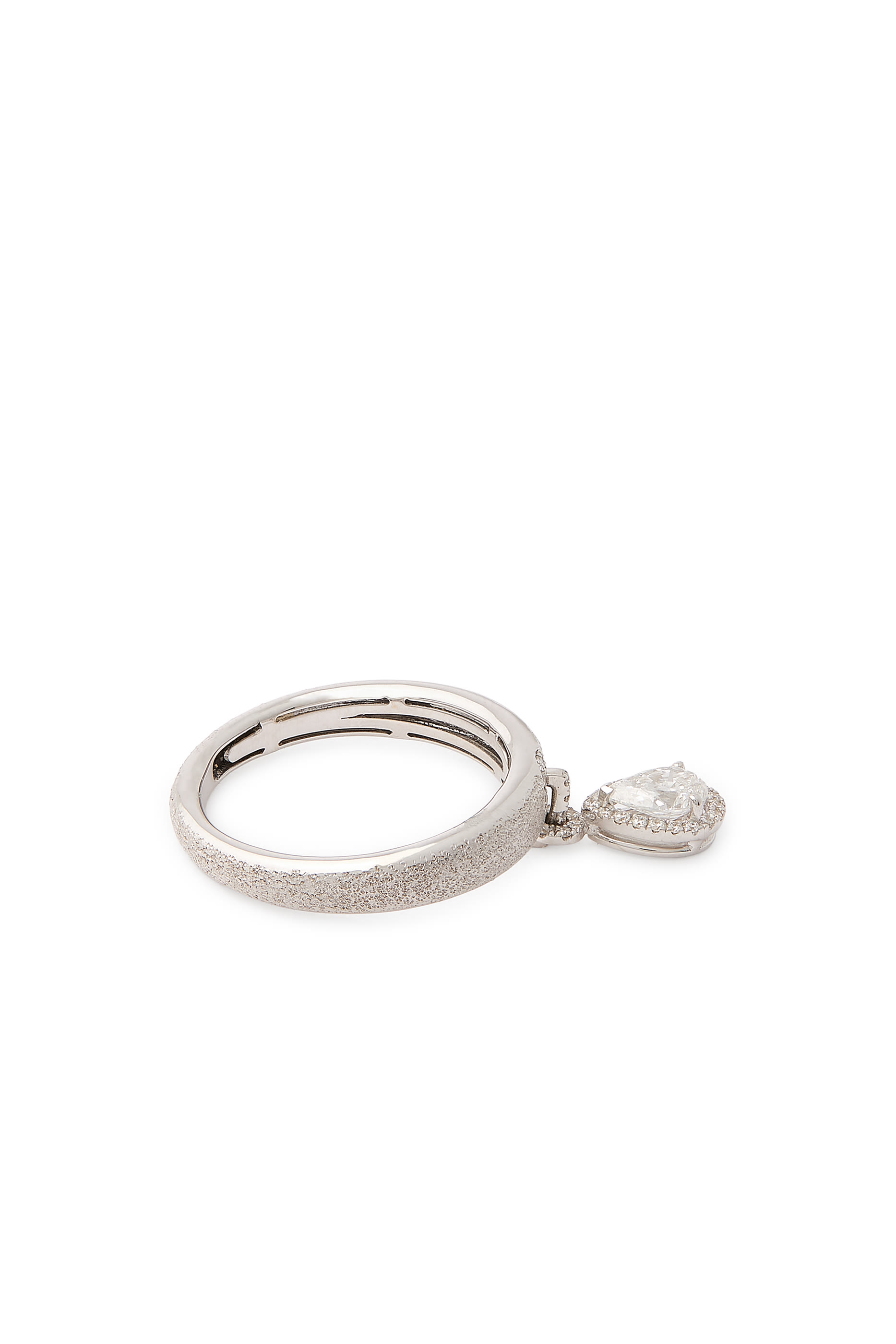 Dusted Gold Chaines Ring, 18K White Gold & Diamonds