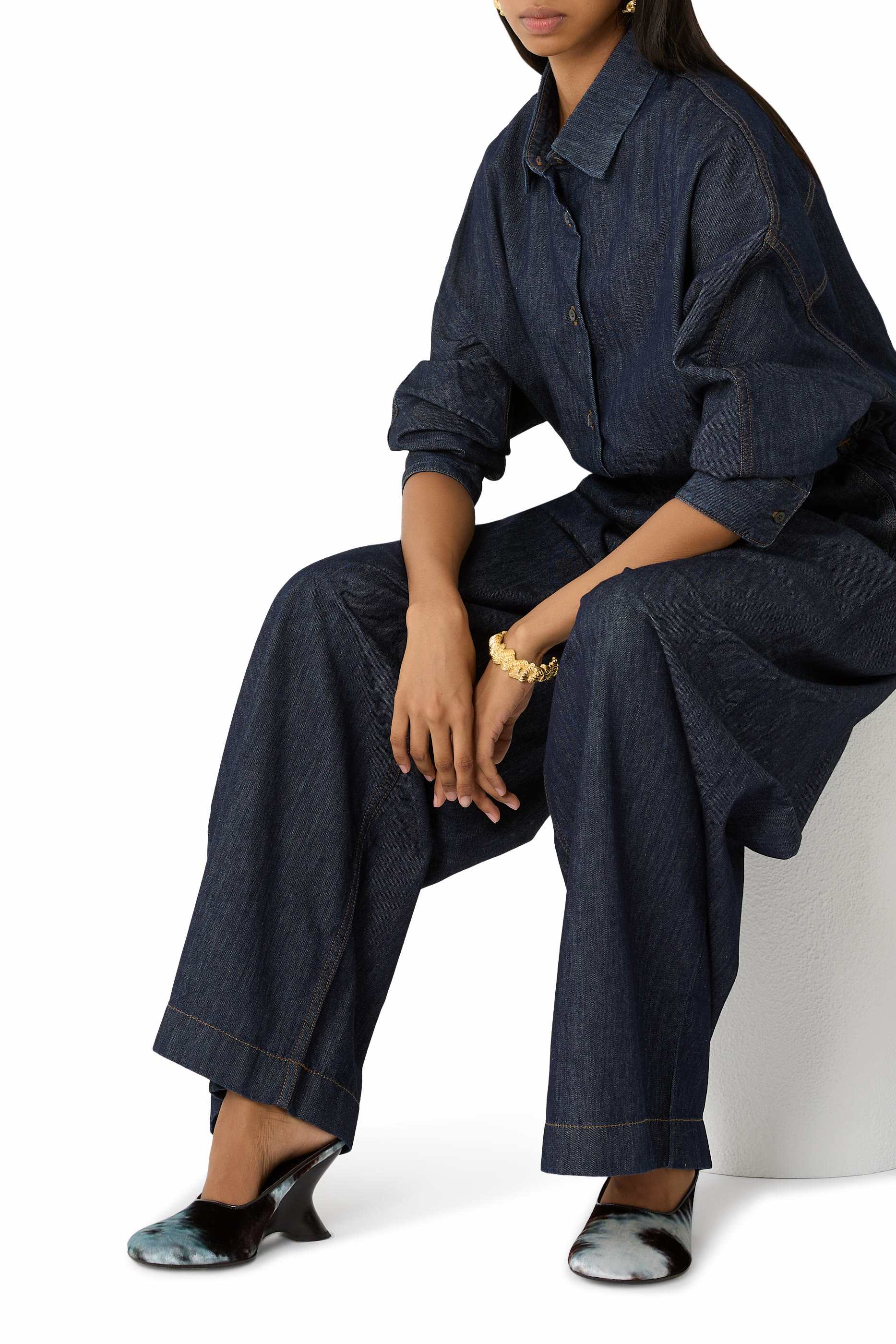 Tonal Cowhide Motif  75 Mules 