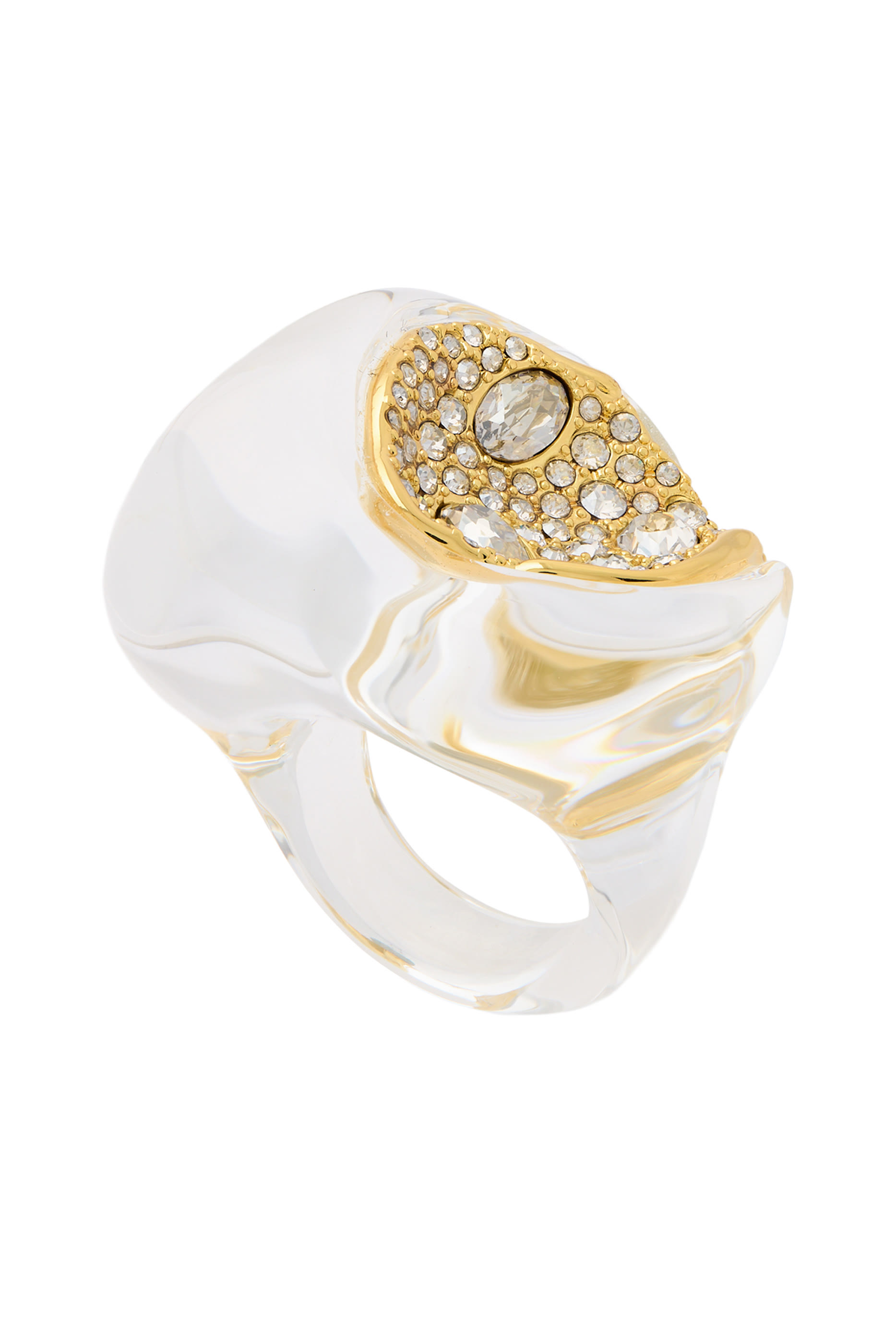 Liquid Lucite Crystal Pav&eacute; Geode Ring