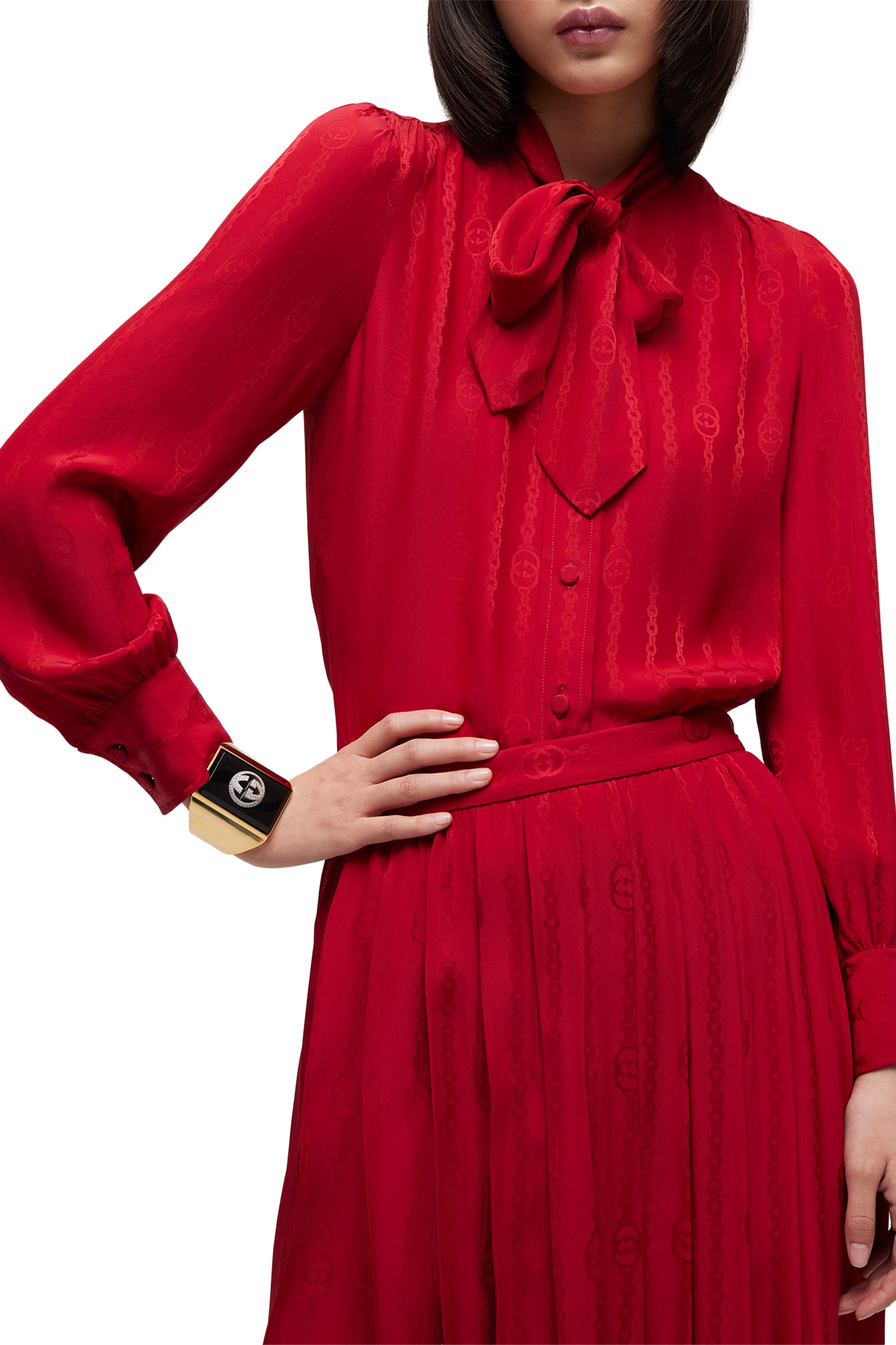 Interlocking G Chain Silk Jacquard Shirt 