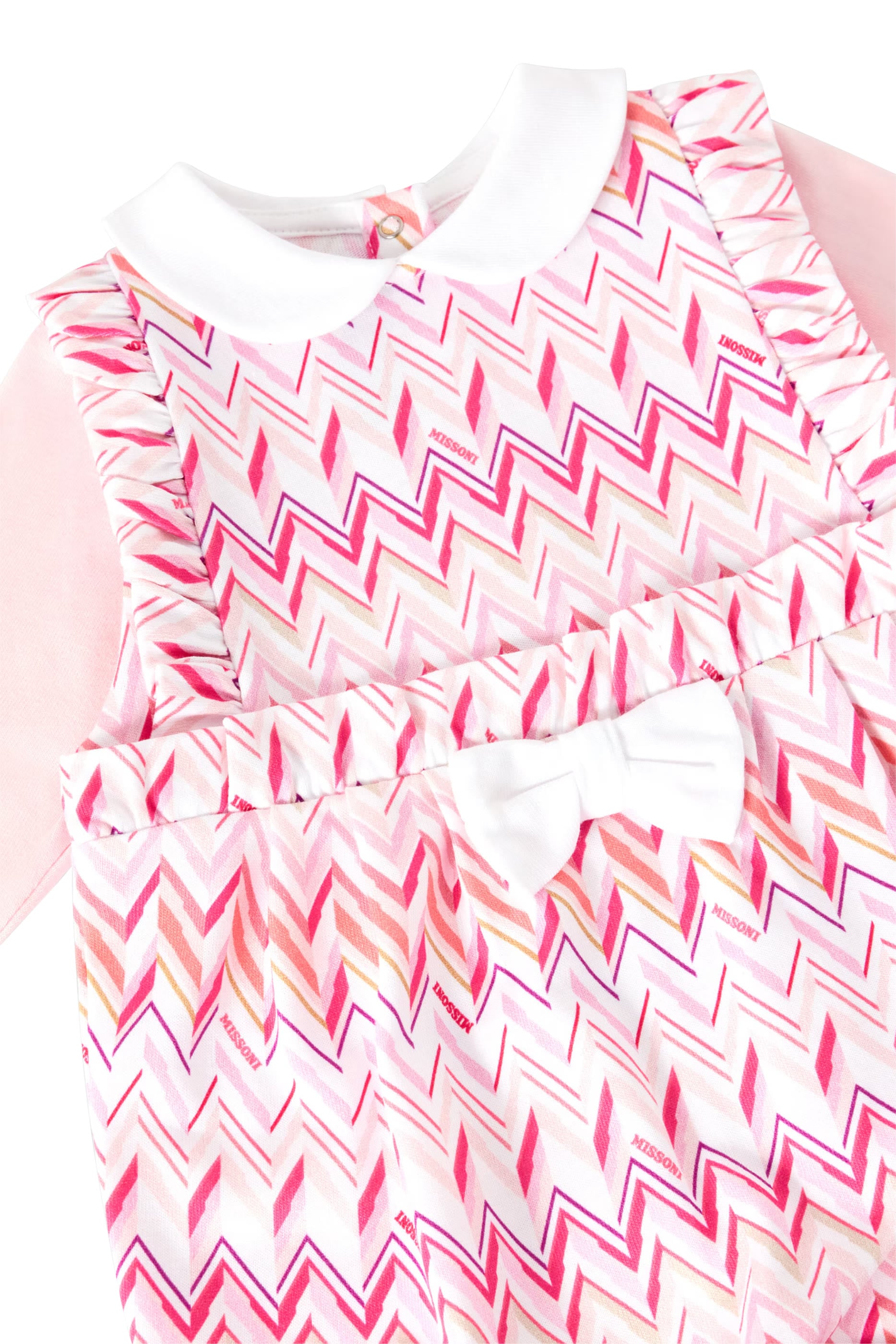 Kids Chevron Jersey Peter Pan Collar Babygrow & Hat Set