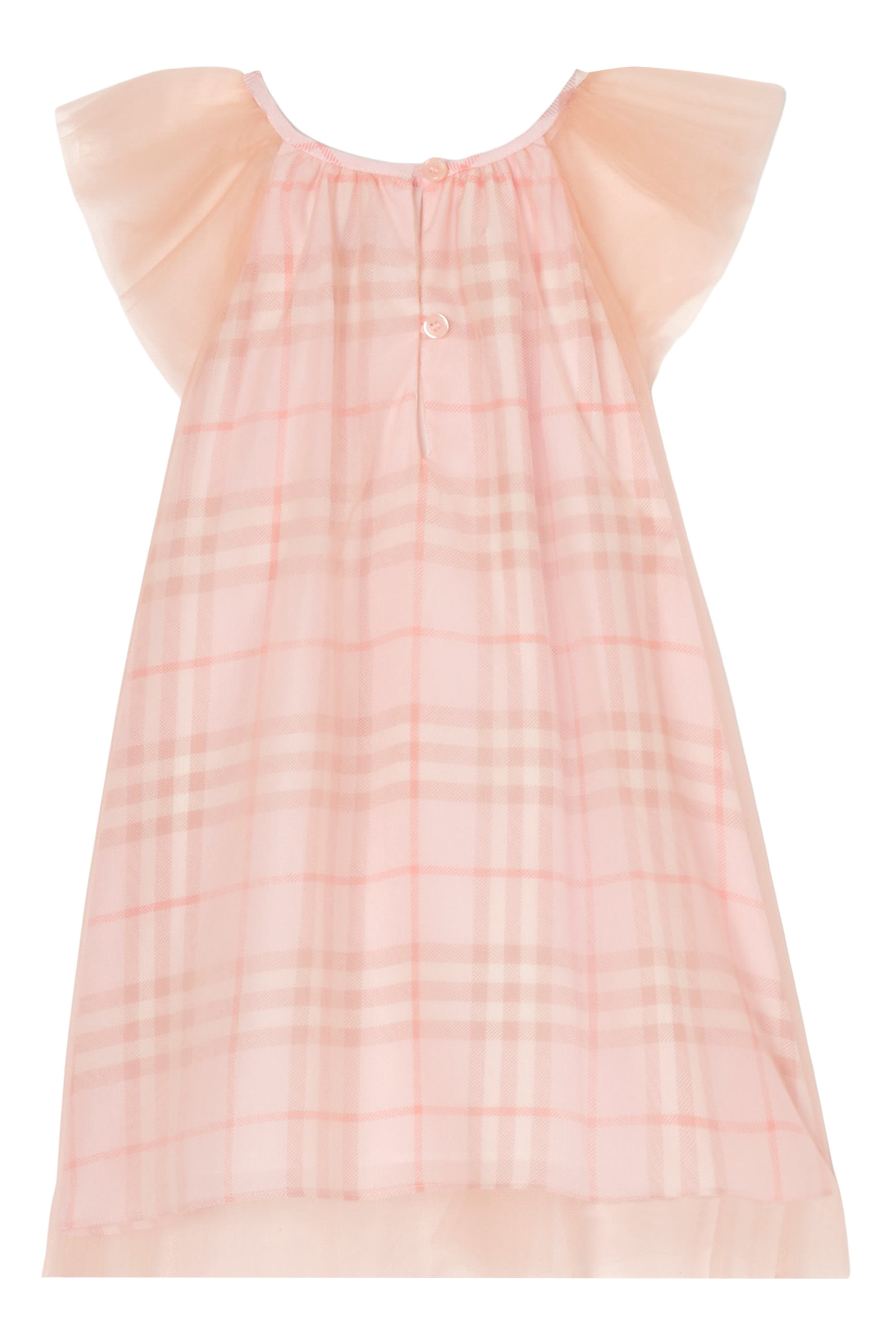 Kids Appliquéd Lettering Check Dress