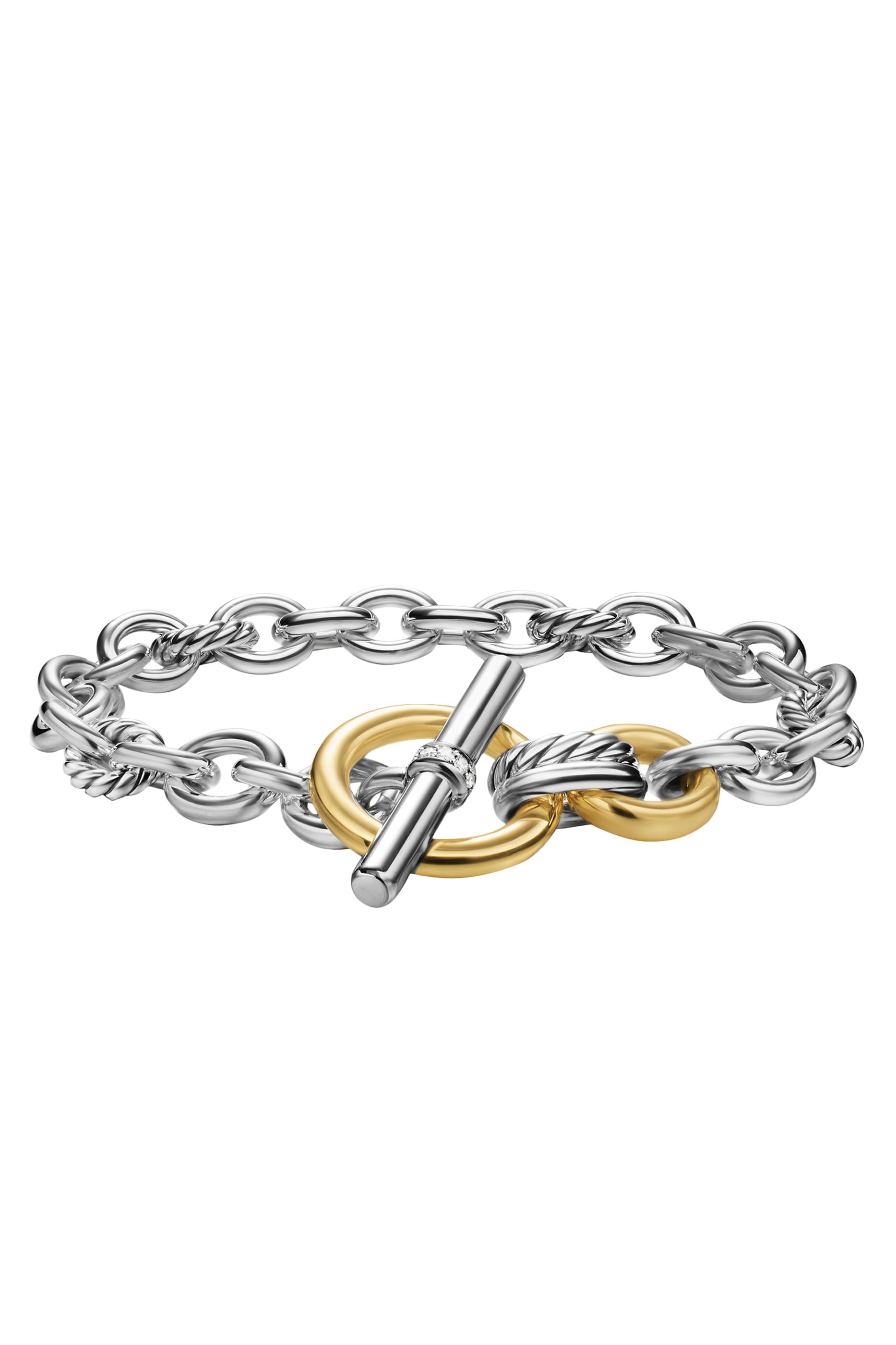 DY Mercer® Toggle Chain Bracelet,  Sterling Silver with 18K Yellow Gold & Diamonds