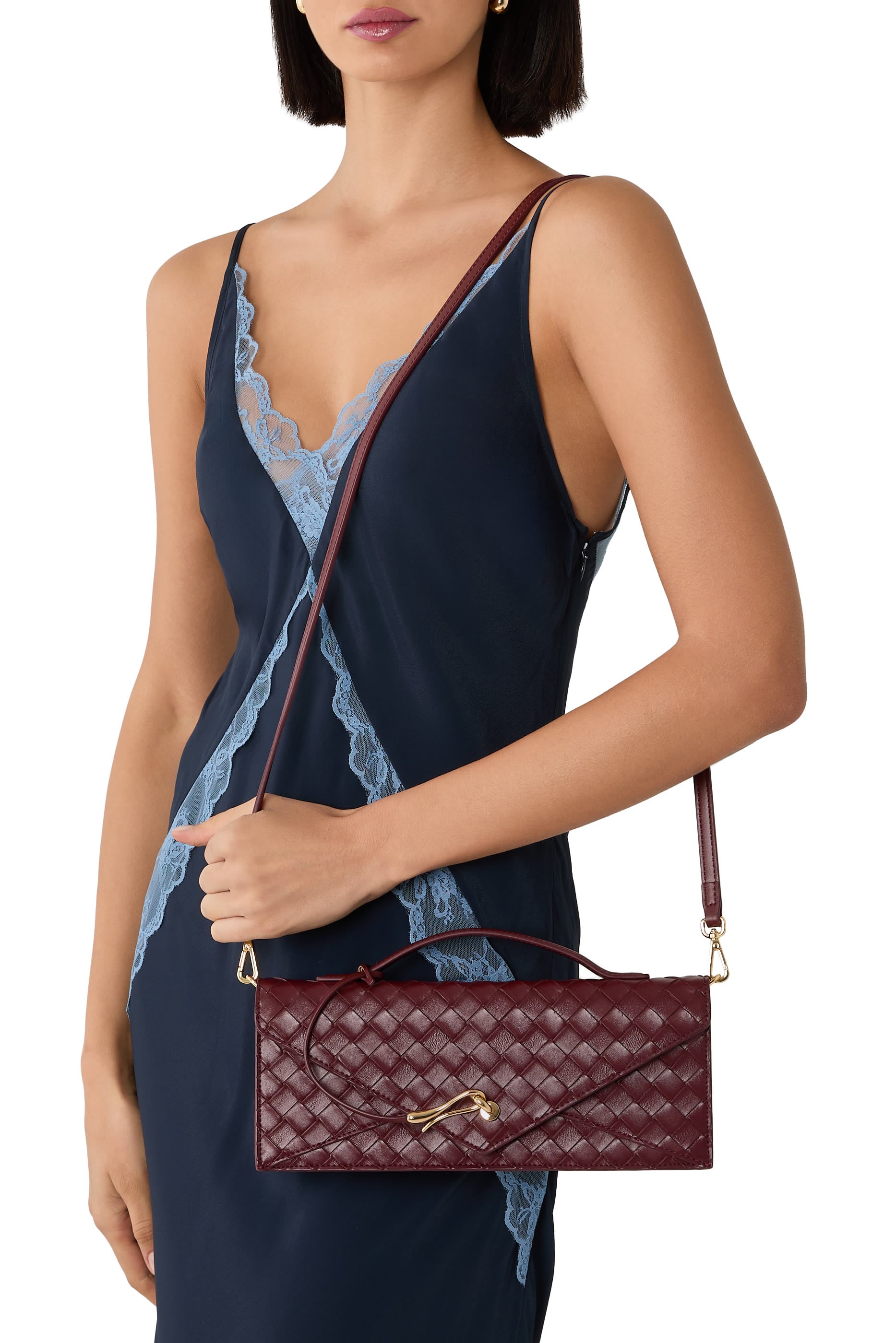 Celeste Woven Textured Envelope Top Handle Bag