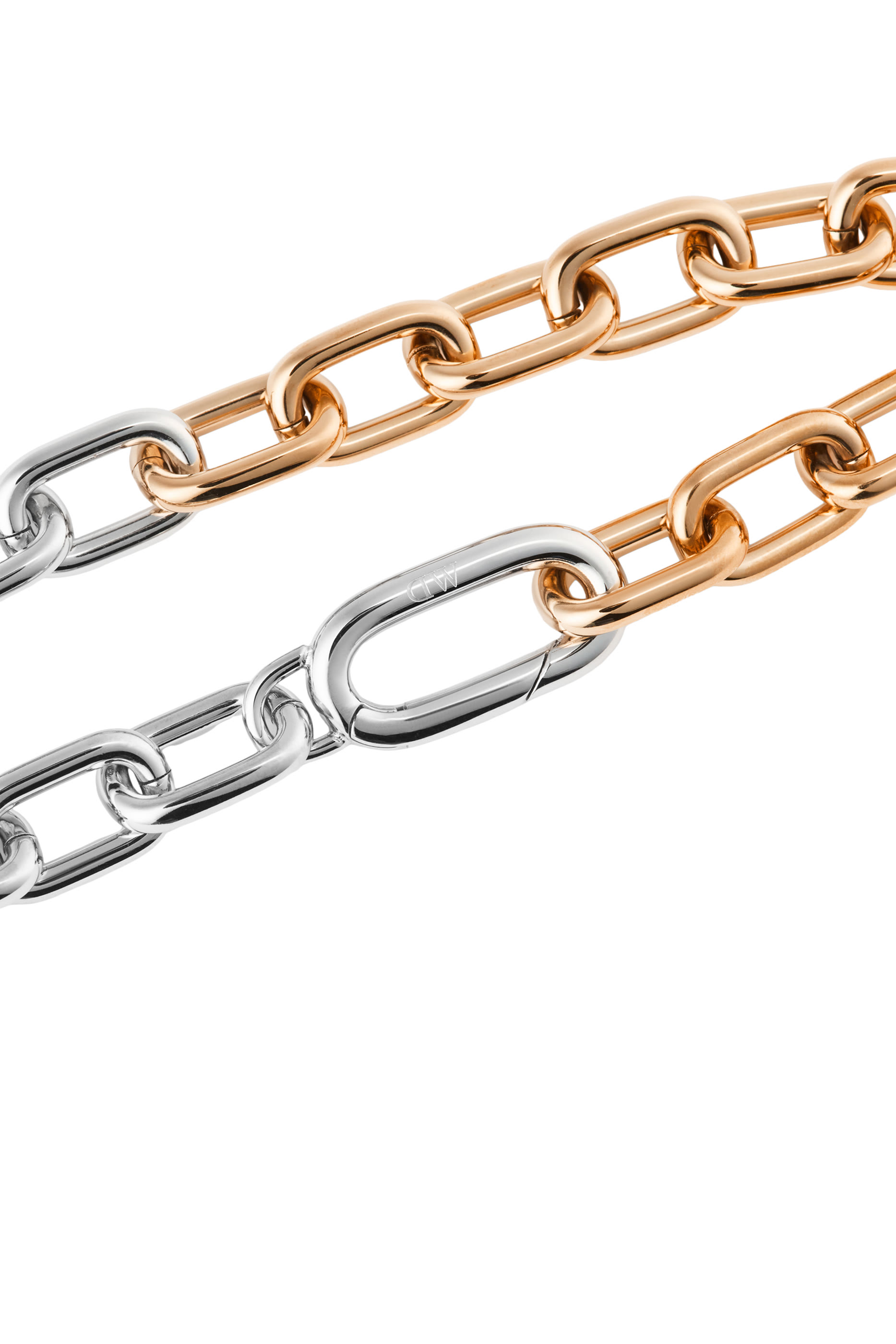 Two-Tone Contrast Link Bracelet, Stainless Steel