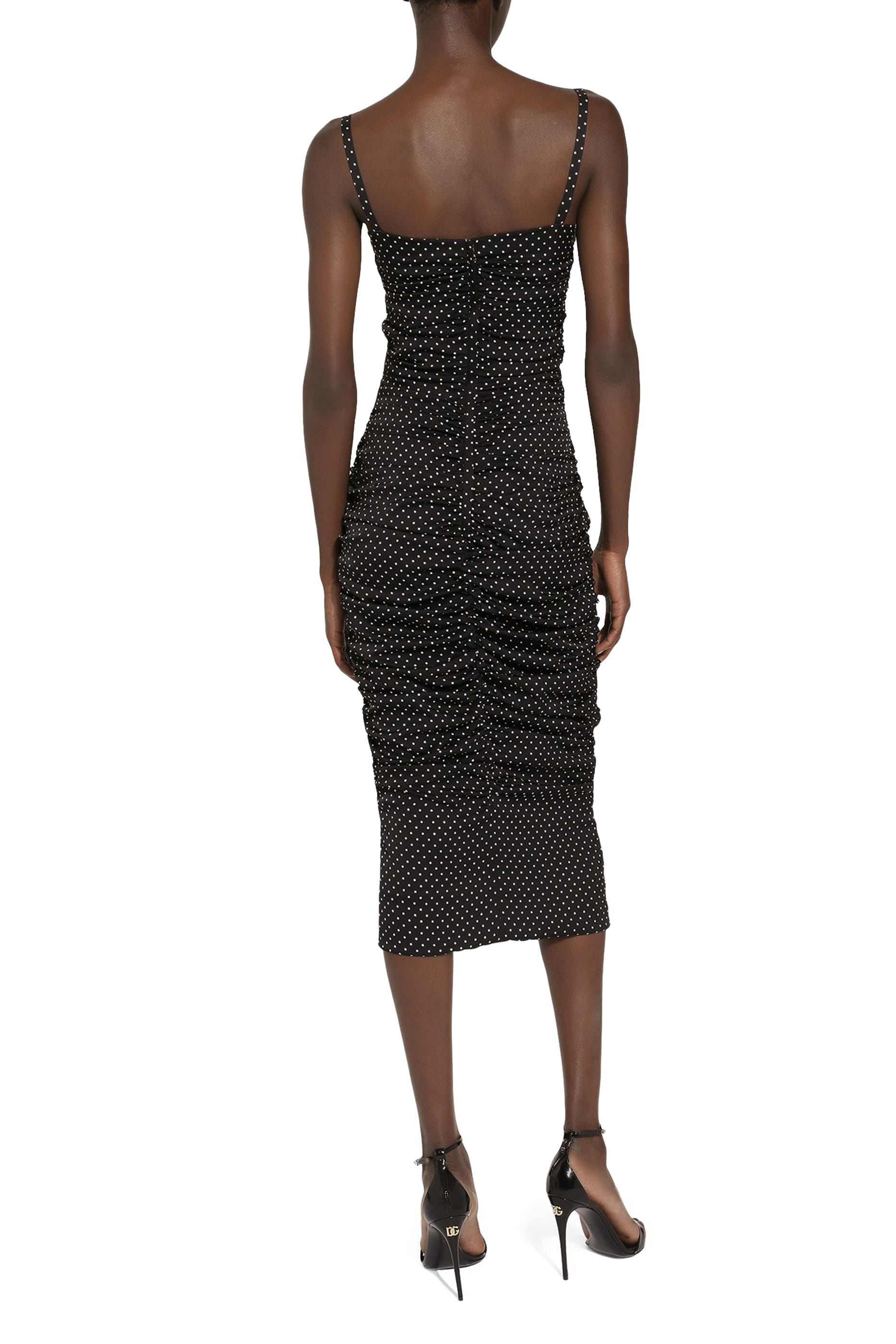 Charmeuse Sheath Dress with Micro Polka-Dot Print