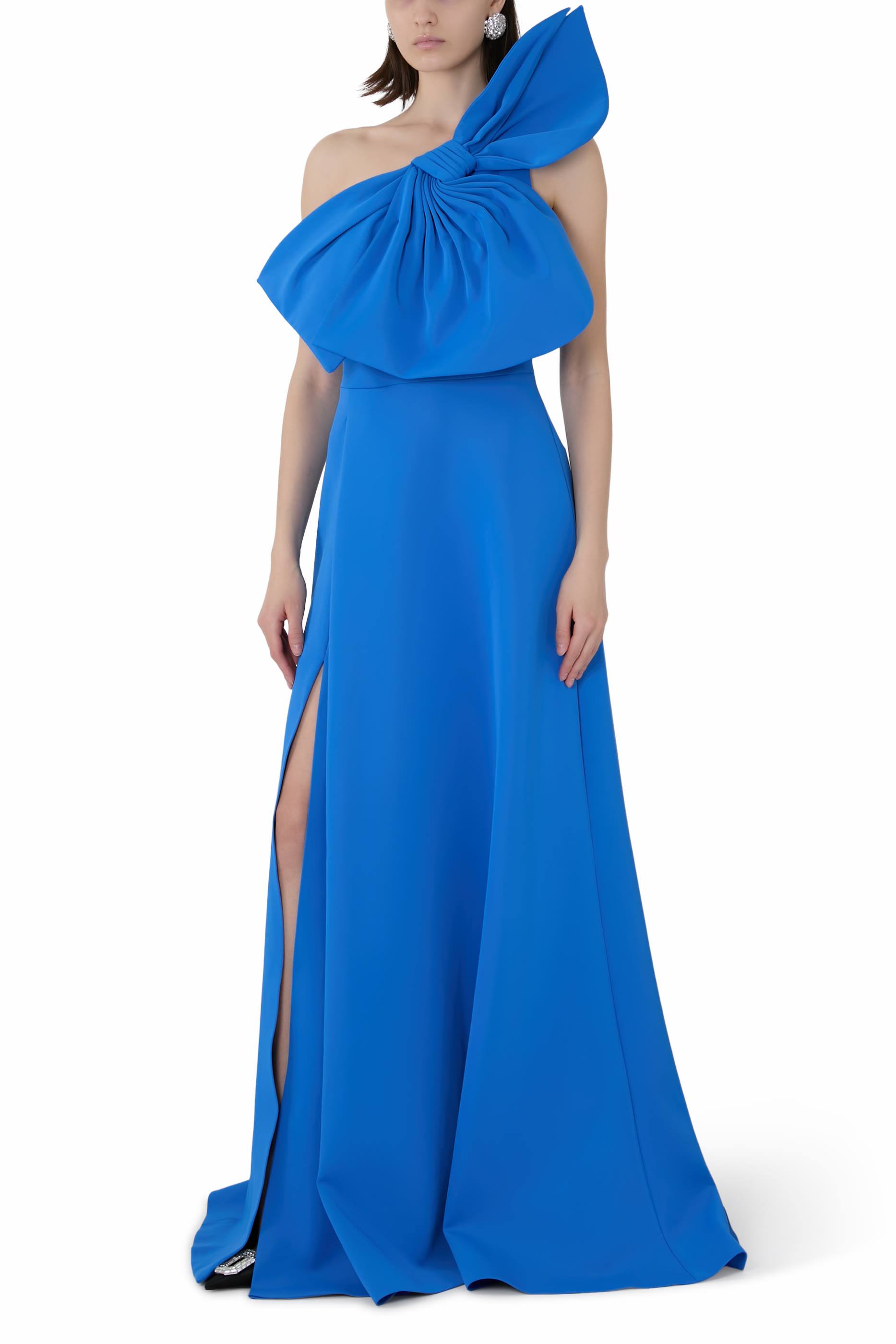  One Shoulder Gown With Oversized Bow