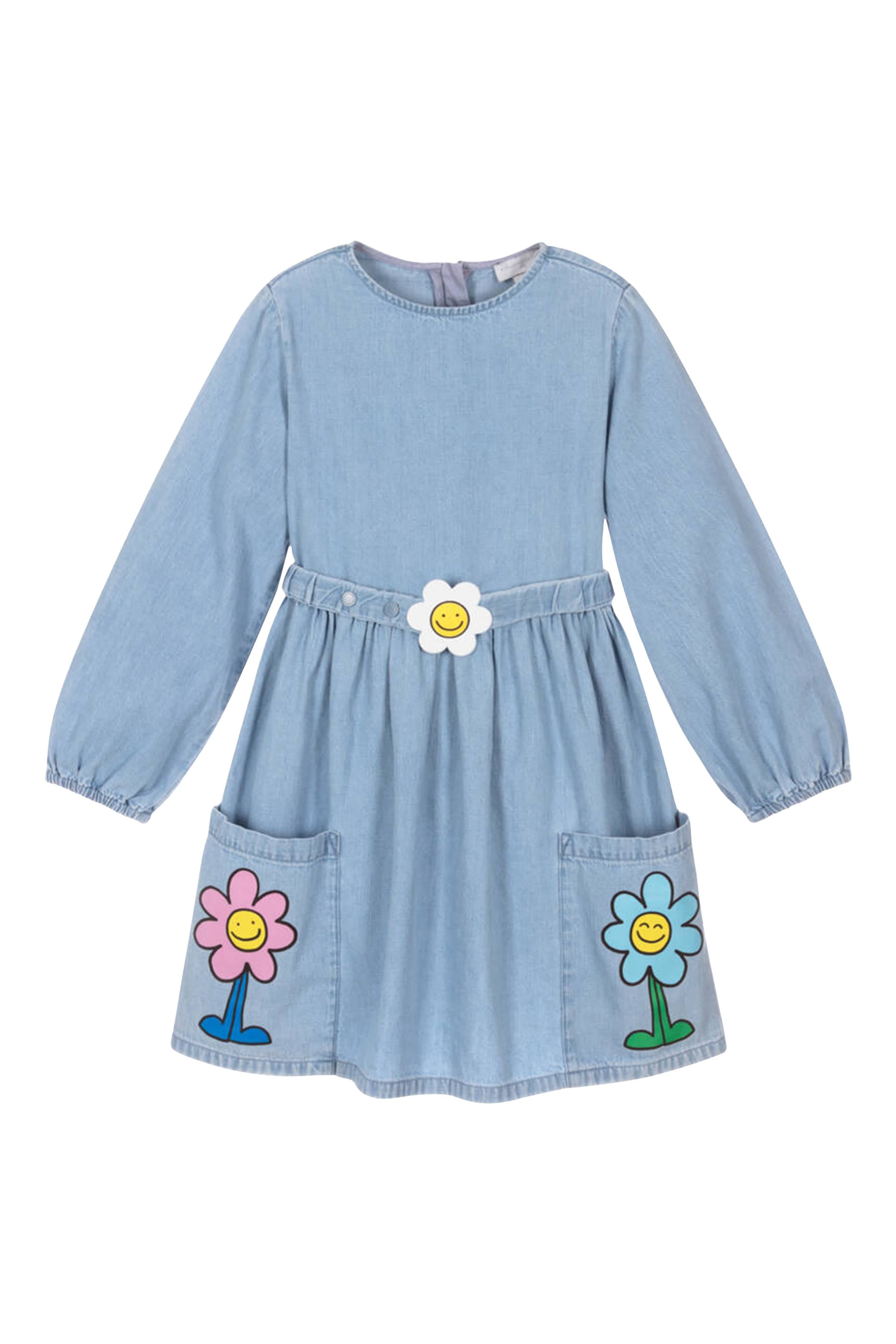 Kids  Flower Graphic Buckle Long-Sleeve Dress 