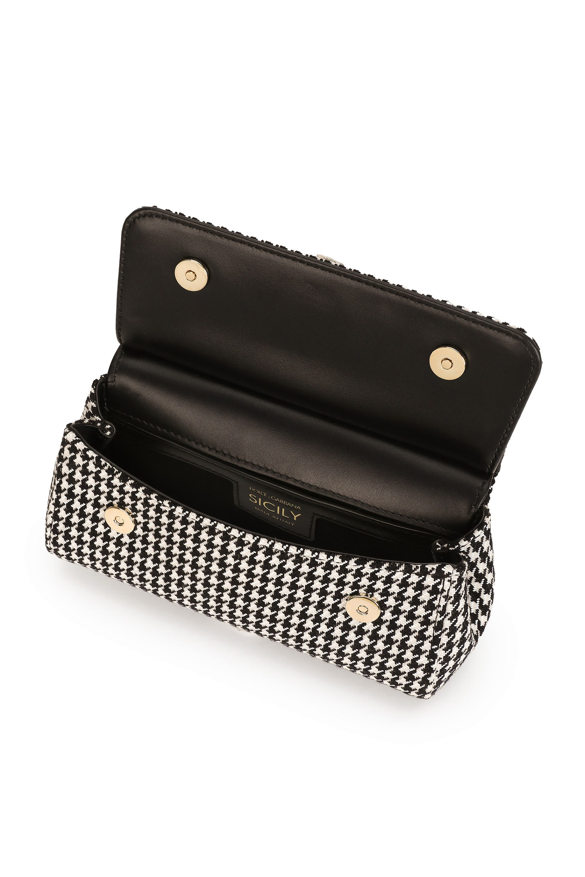 Small Houndstooth Fabric Sicily Handbag
