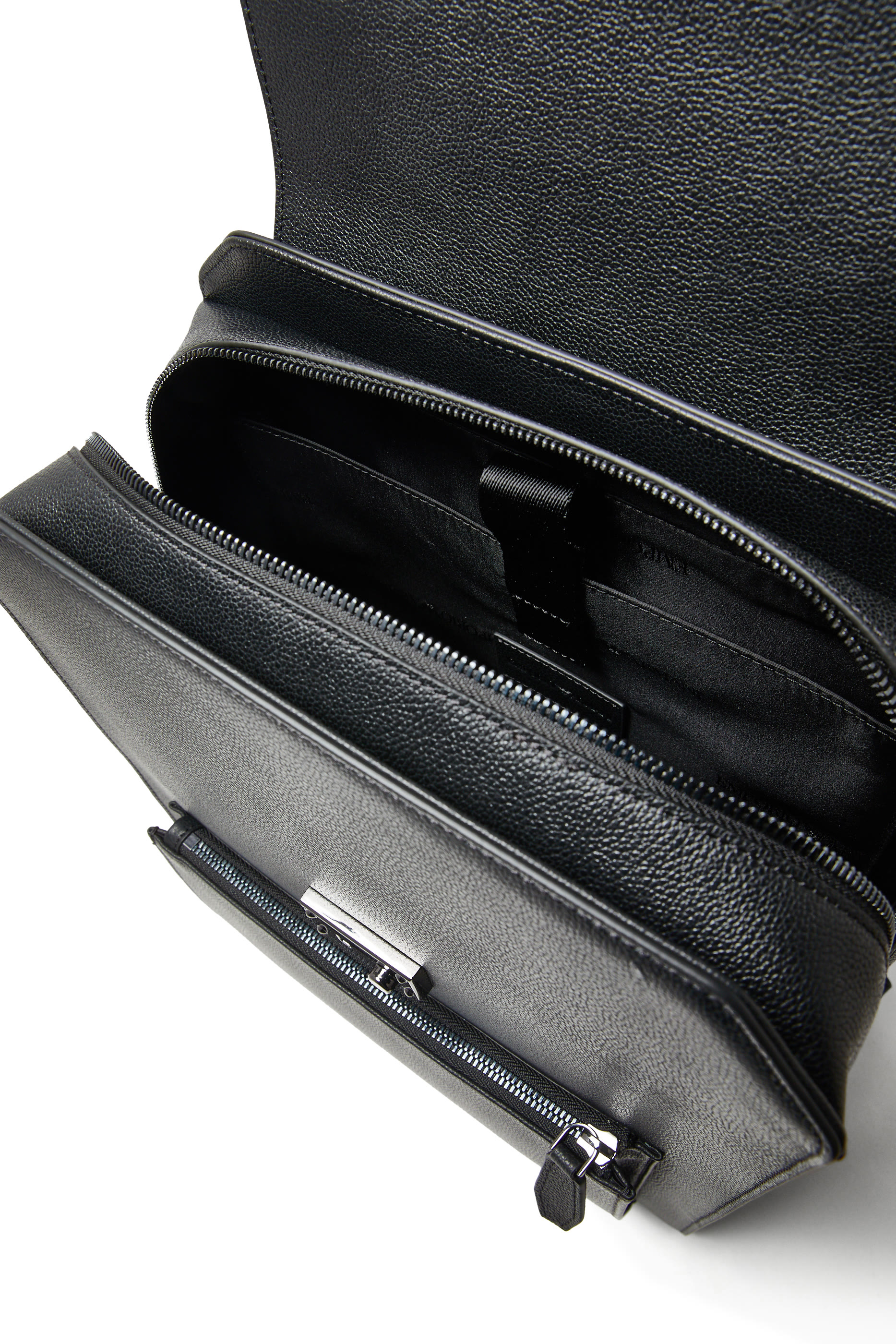 Tumbled-Leather Backpack with Flap and Laptop Compartment