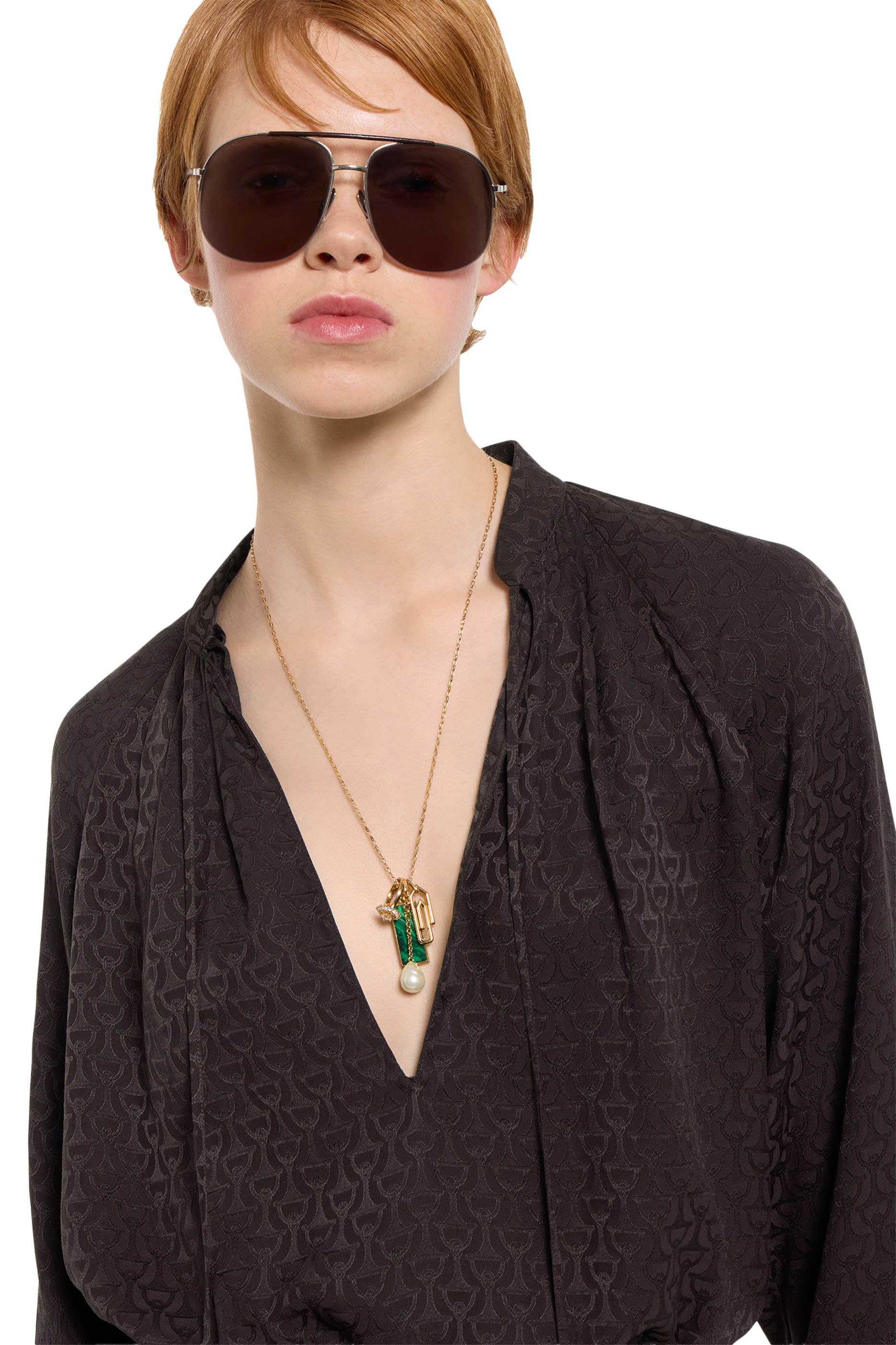 Horsebit Silk Jacquard Shirt