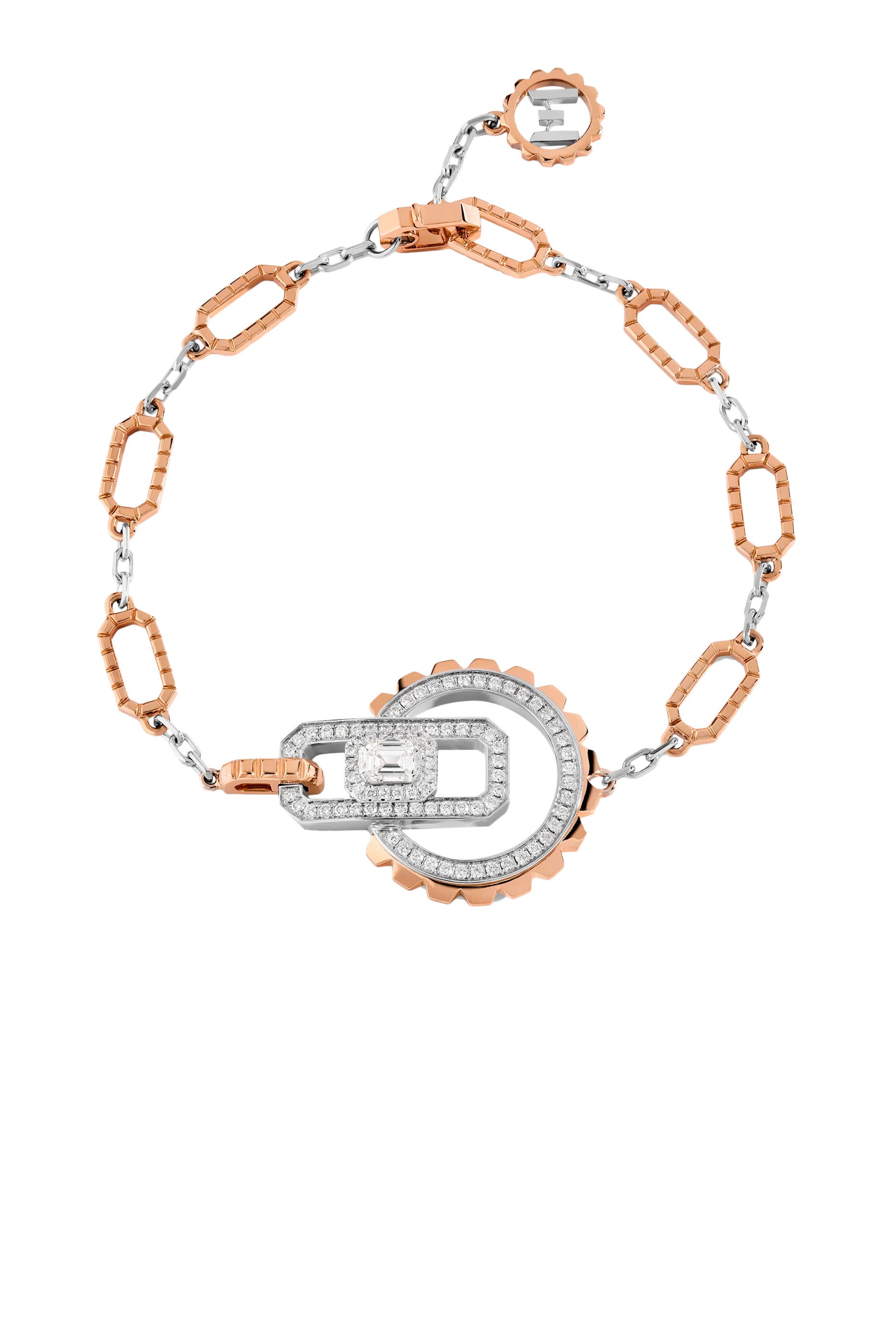 Empire Two-Tone Bracelet, 18k Mix Gold with Diamonds