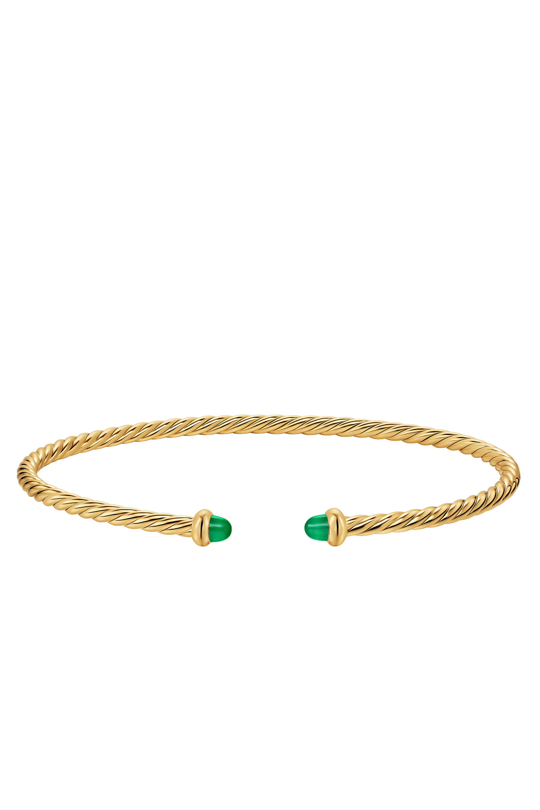 Cable Micro Cablespira Flex Bangle, 18K Yellow Gold & Emerald