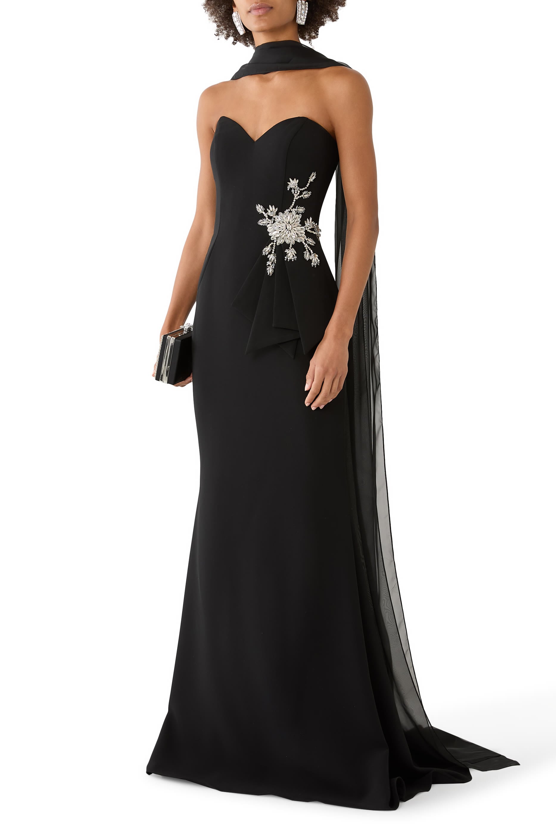 Beaded Peplum Mermaid Gown