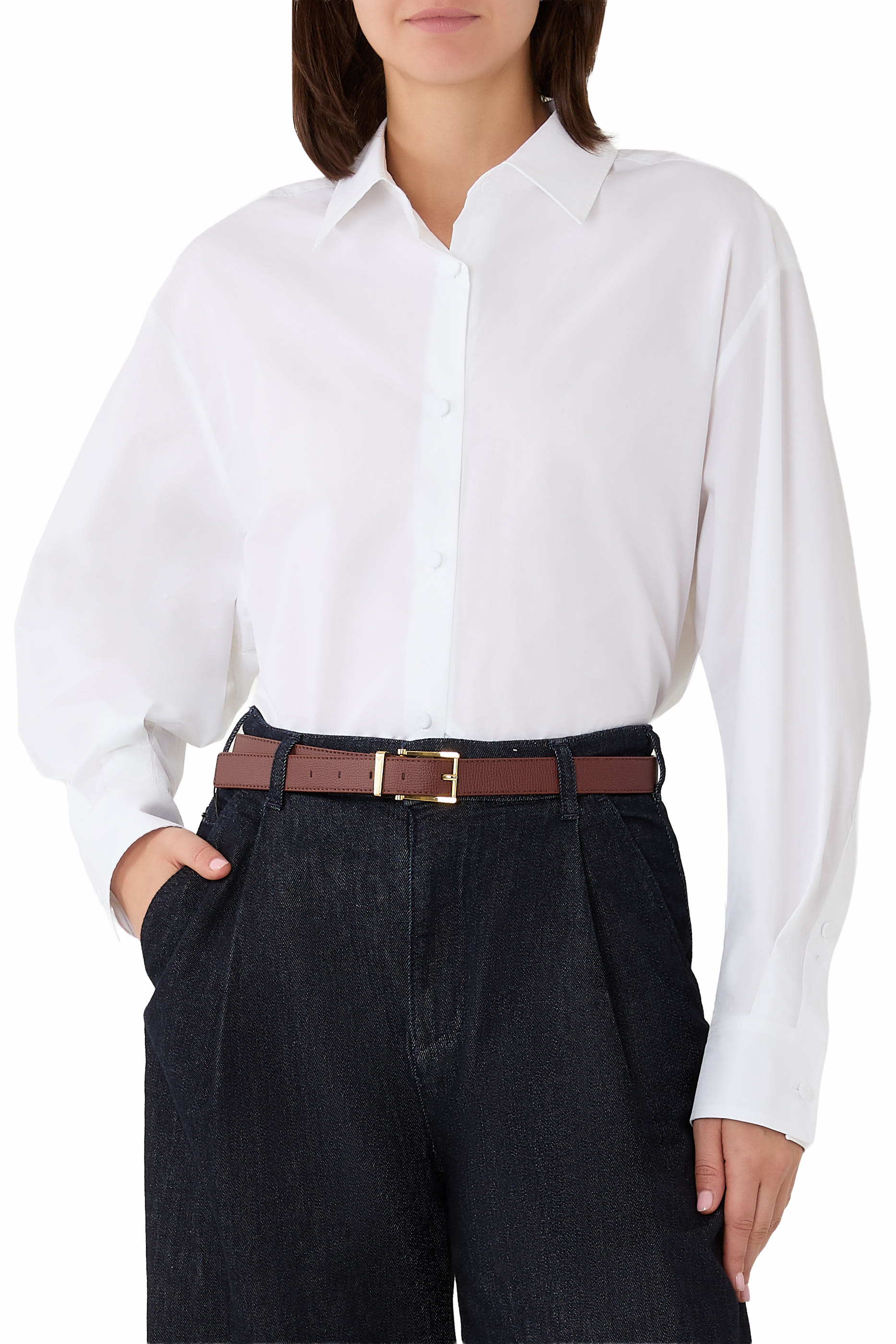 Textured Leather Tongue Belt 