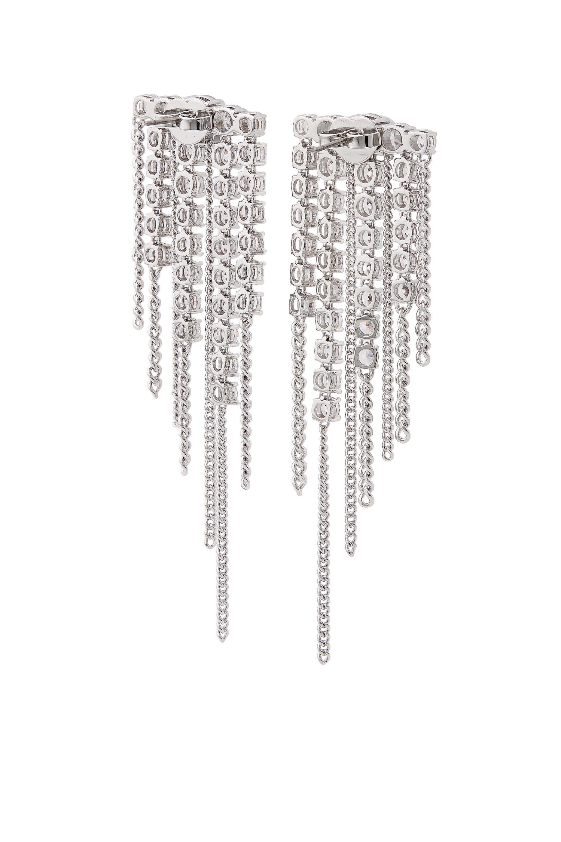 Statement Fringe Earrings, Metal & Crystal