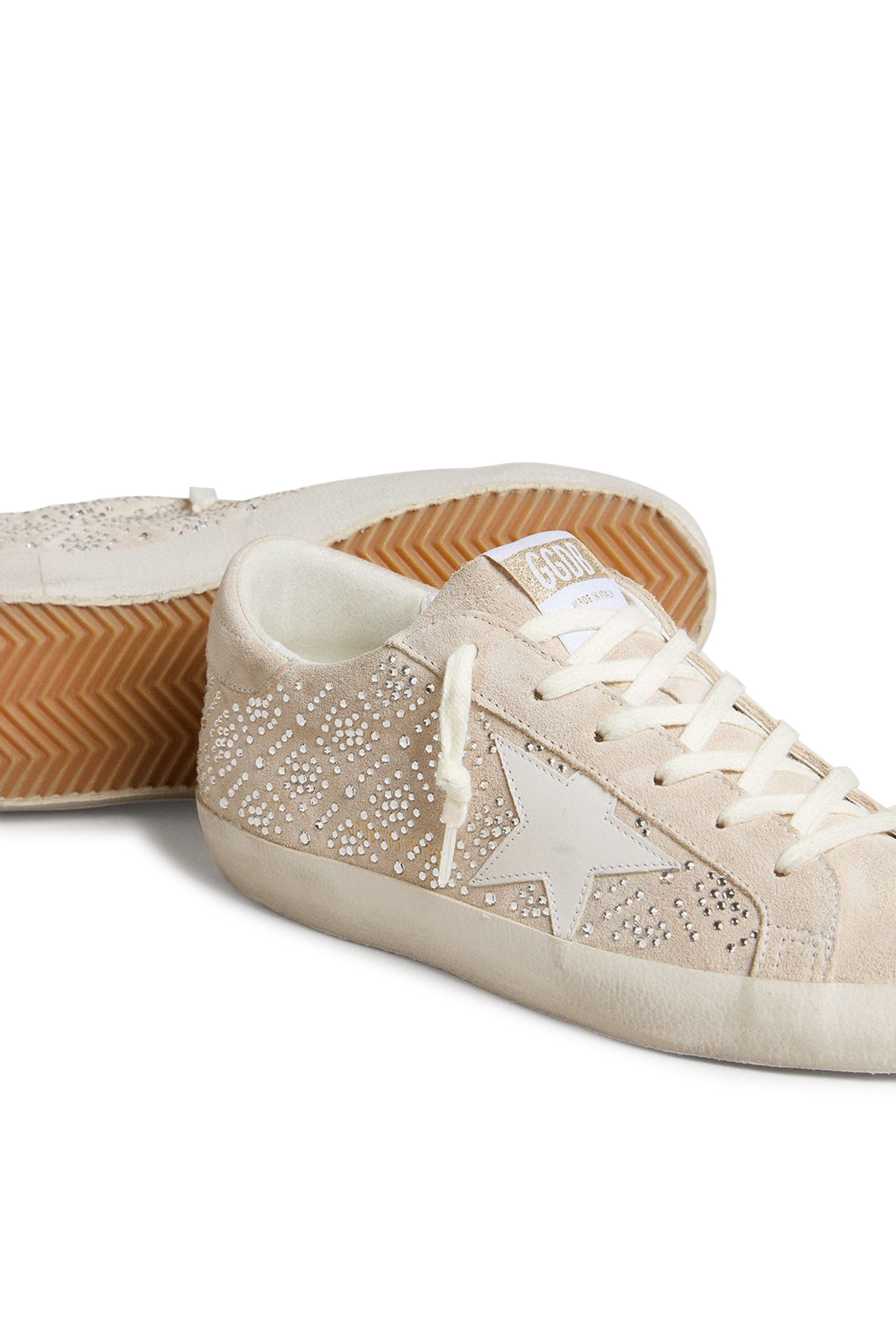 Super-Star Leather Sneakers with Swarovski Crystals
