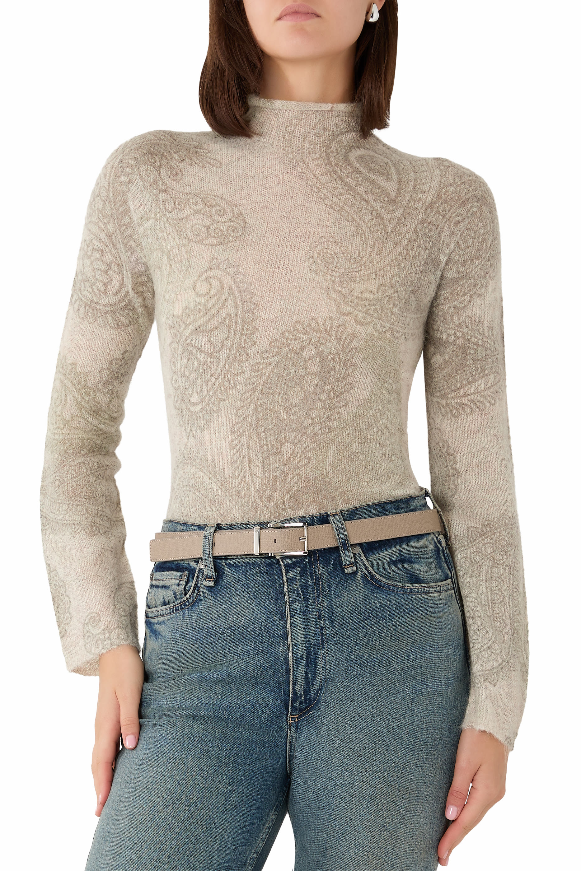 Textured Leather Tongue Belt
