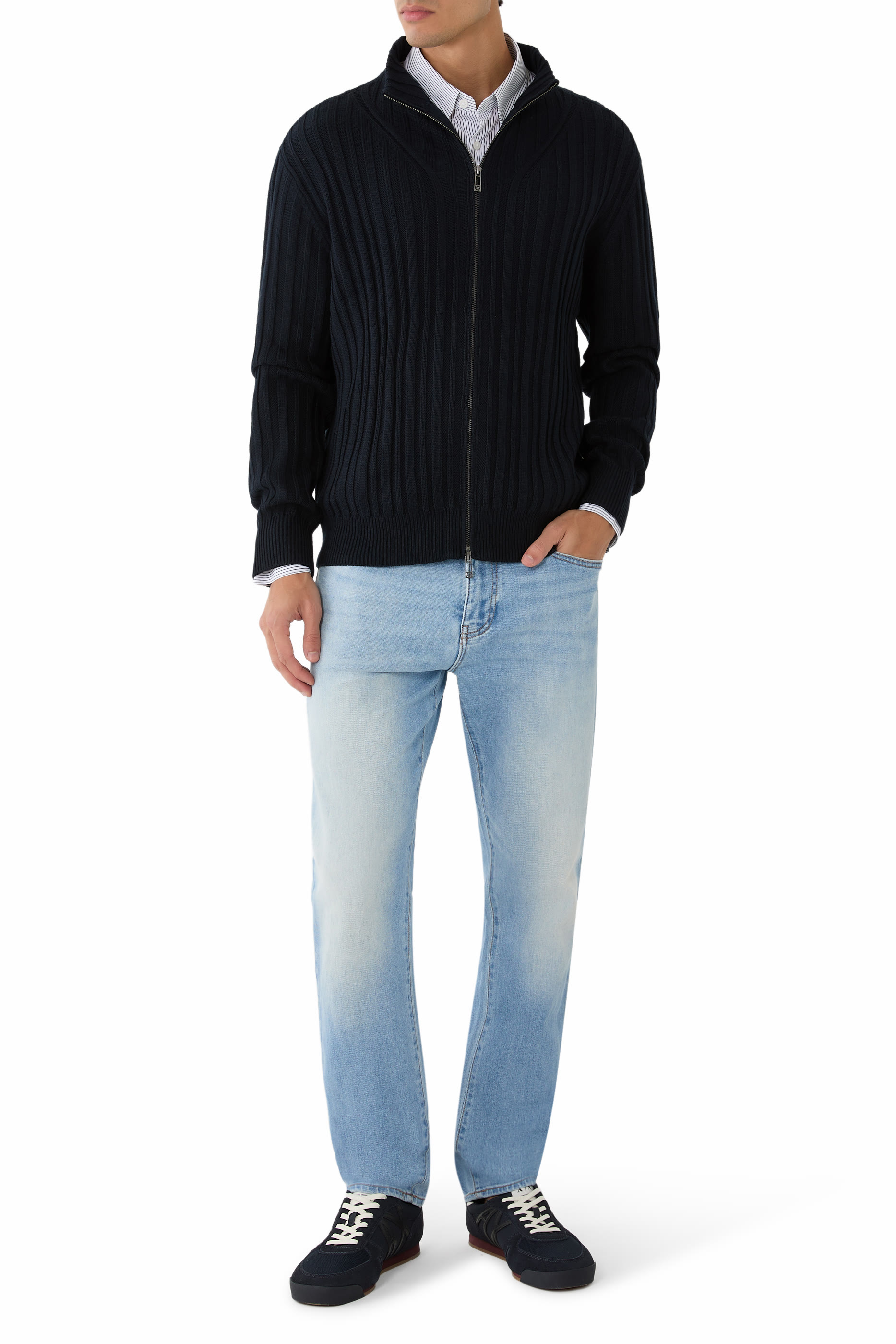 Zip-Up Ribbed Cardigan